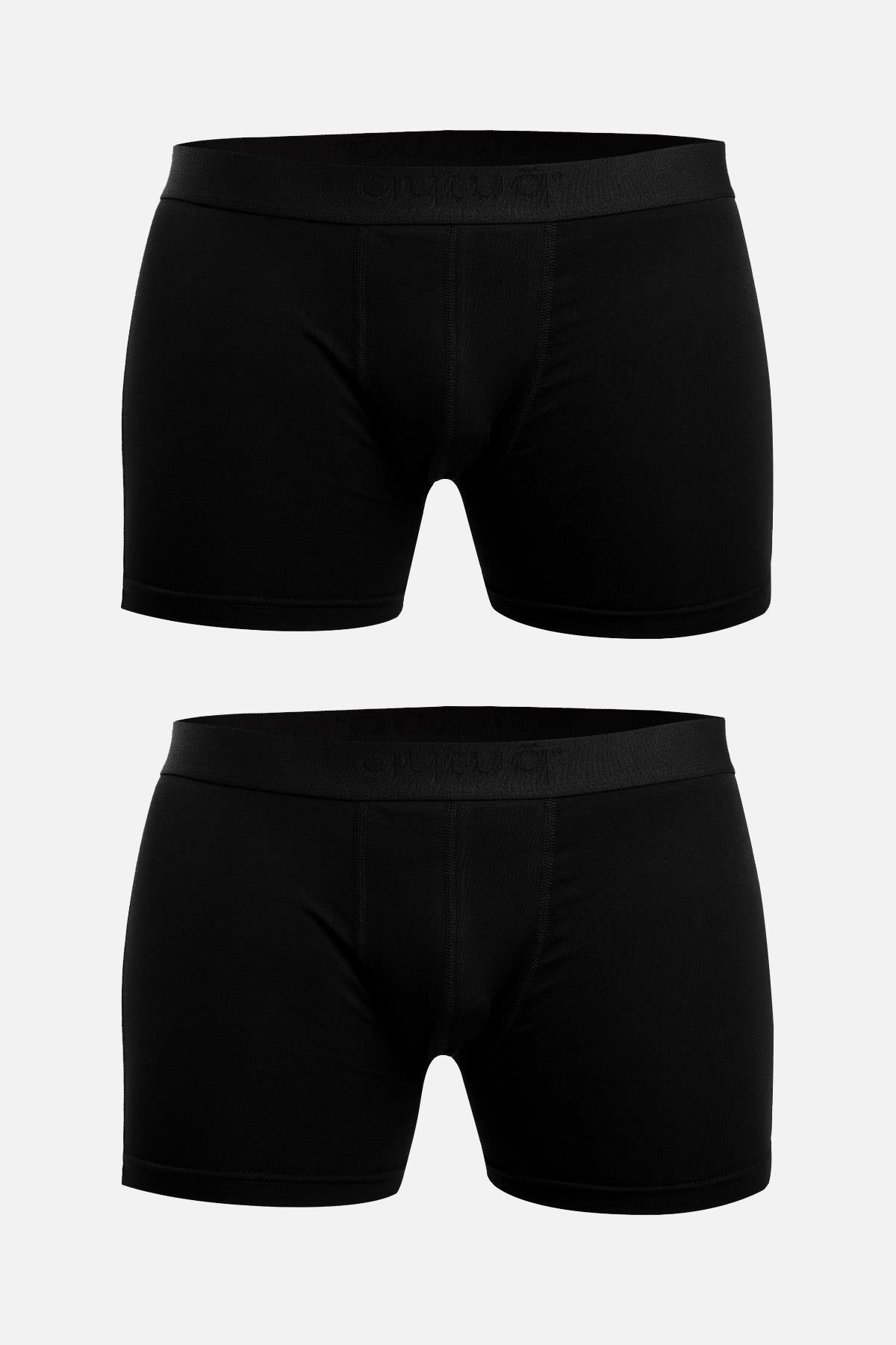 Aytuğ Erkek Pamuklu Siyah 2'li Boxer A BXR S