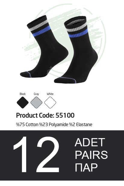 Aytuğ Men's Sports Group Combed Cotton Short Cuffed Socks 12 Pairs - 55100