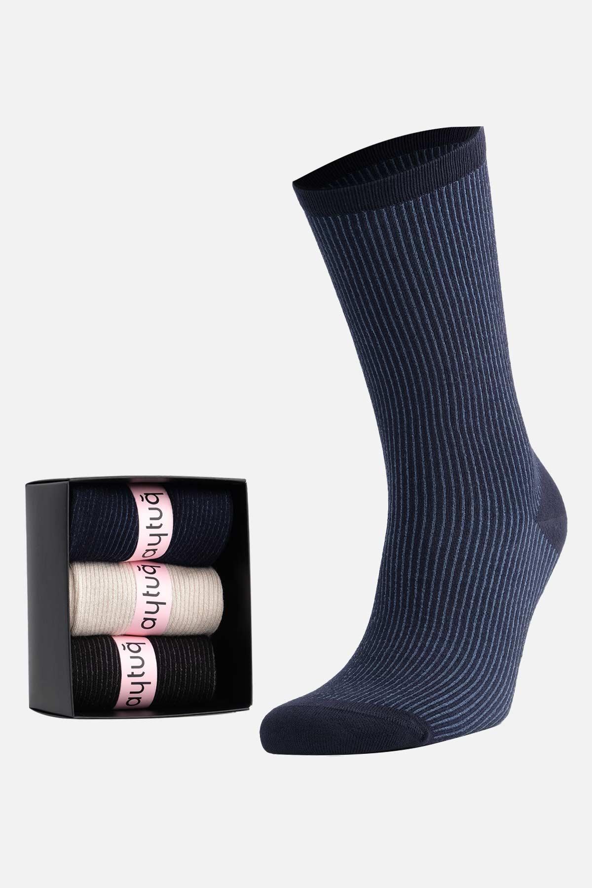 Aytug 3 Pairs of Women's Modal by Tencel™ Multicolored Socket Socks in Custom Box – 42036-1
