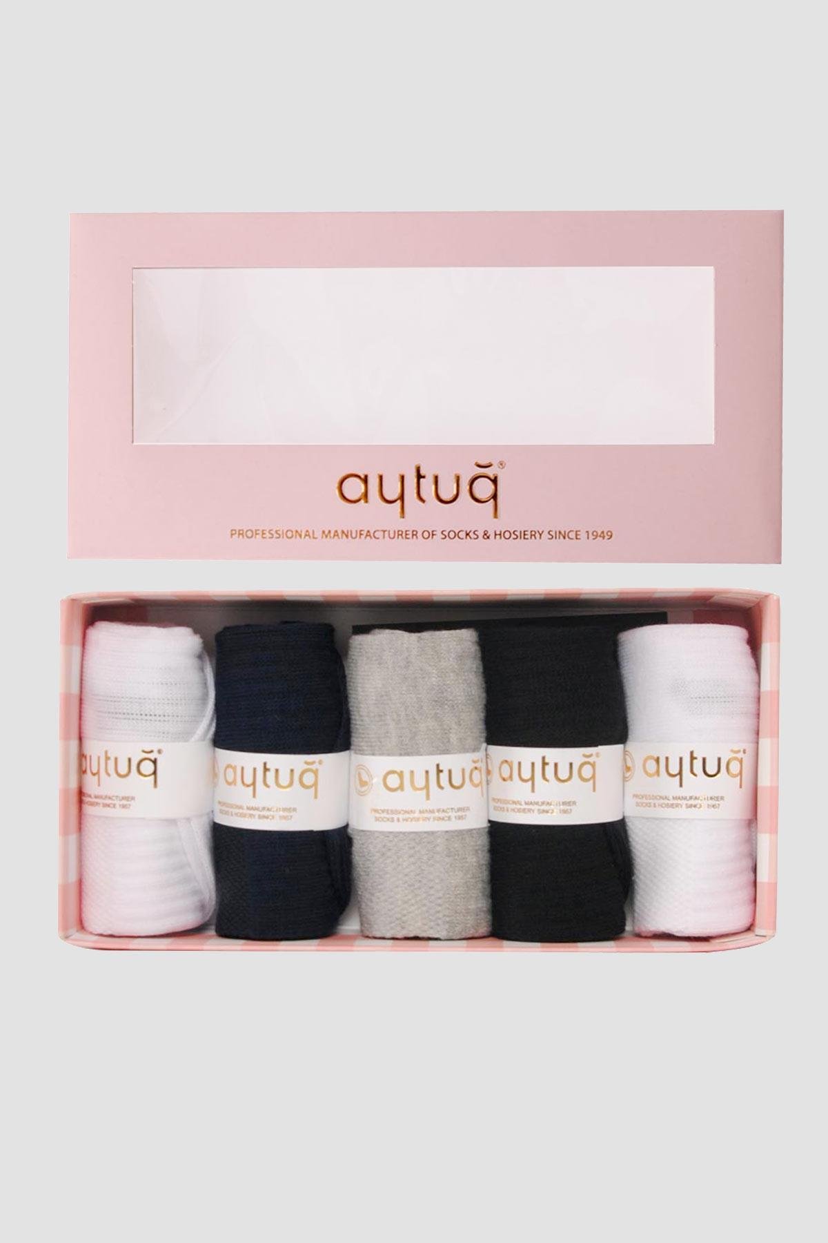 Aytuğ Women's Cotton 5 Pairs Sports Booties Socks With Special Box 55200-1