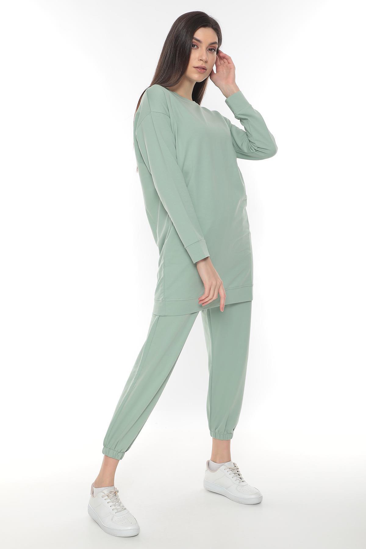 Aytuğ Kadın Pamuklu Uzun Kollu Sweatshirt Su Yeşili ZEN3