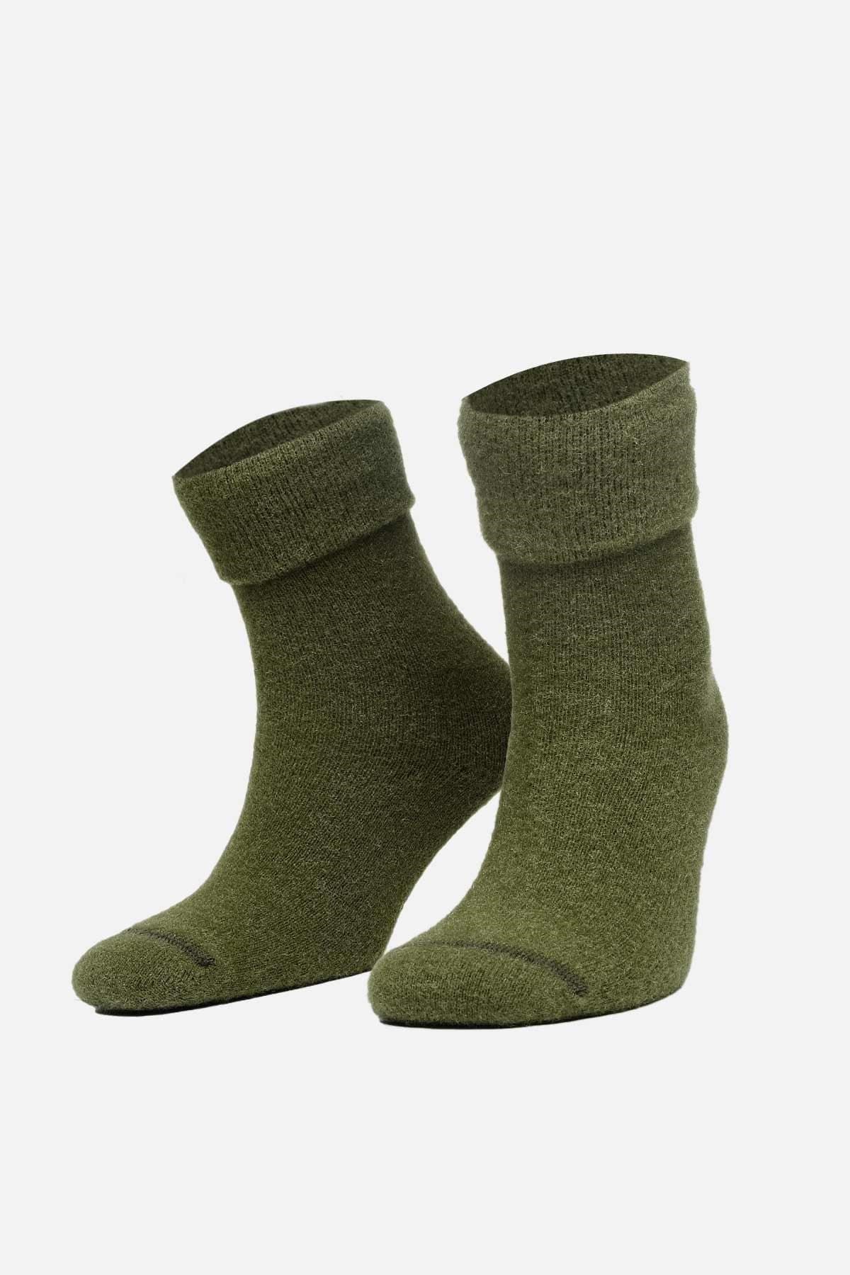 Aytuğ Kadın Soft Peluş Kışlık Tekli Soket Çorap Haki