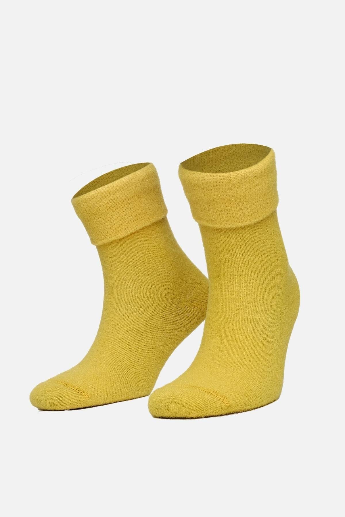 Aytuğ Kadın Soft Peluş Termal Tekli Soket Çorap Koyu Sarı