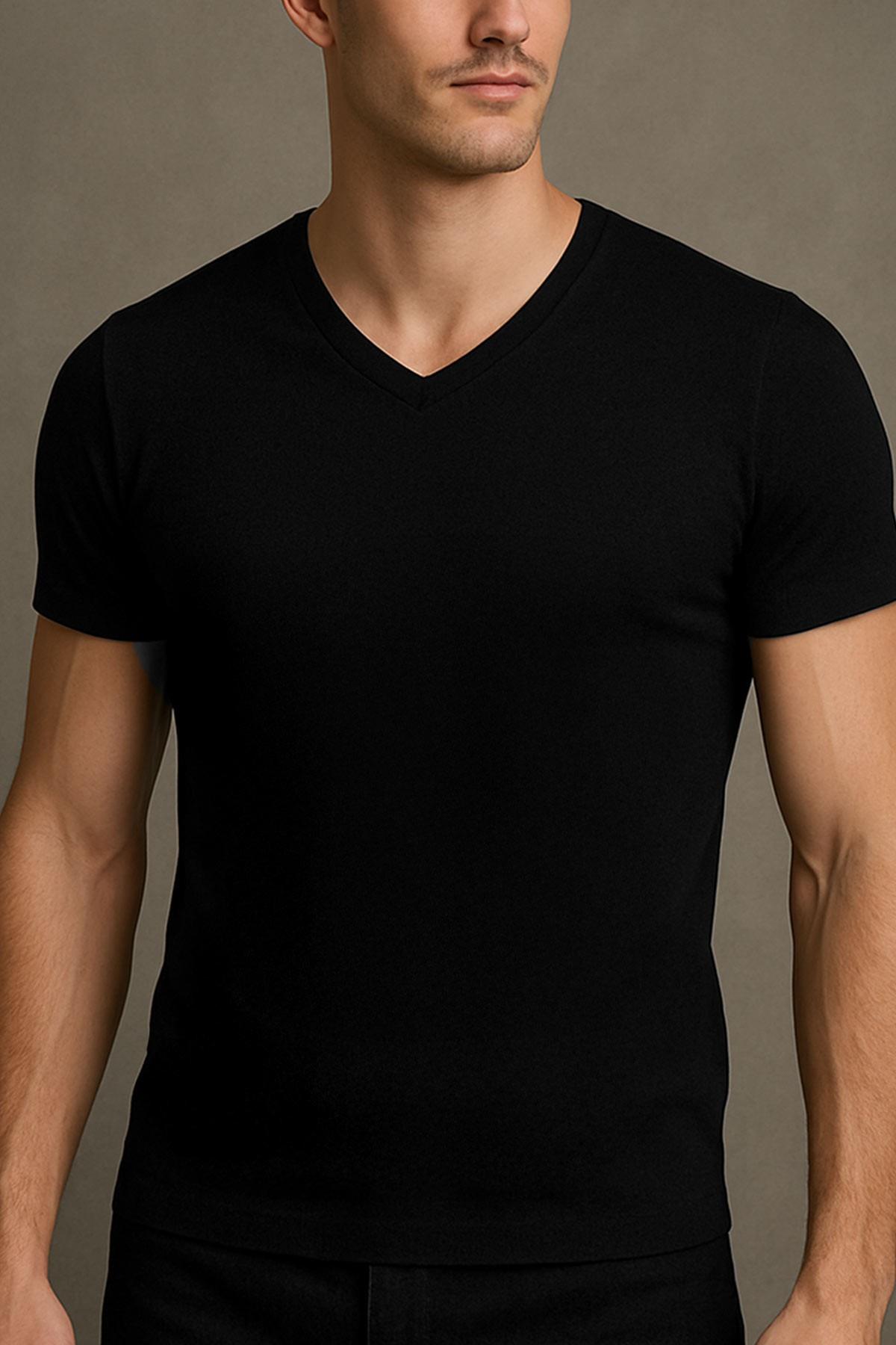 Aytuğ Men's Modal by Tencel™ V-Neck Undershirt-Black