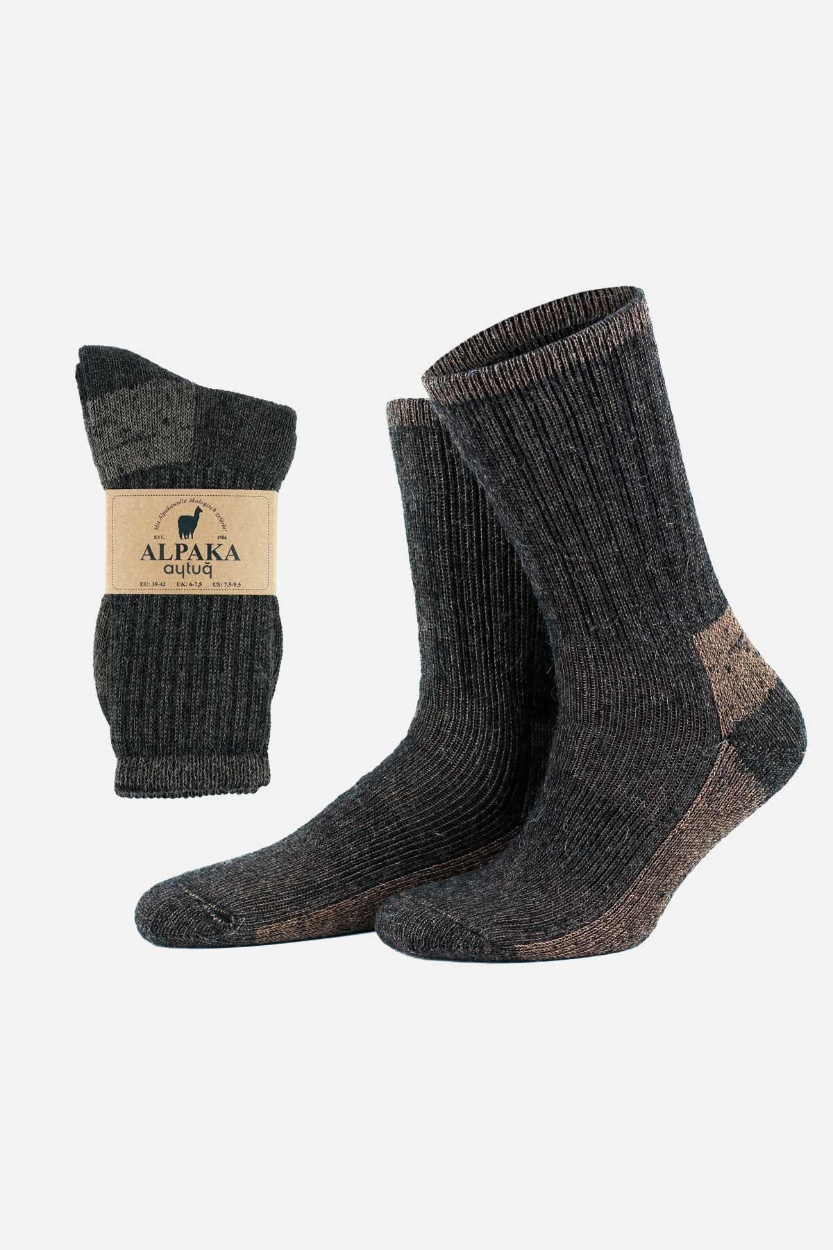 Aytug Unisex Alpaca Wool for Winter Anthracite/Beige Socket Sock – A-6006-A/B