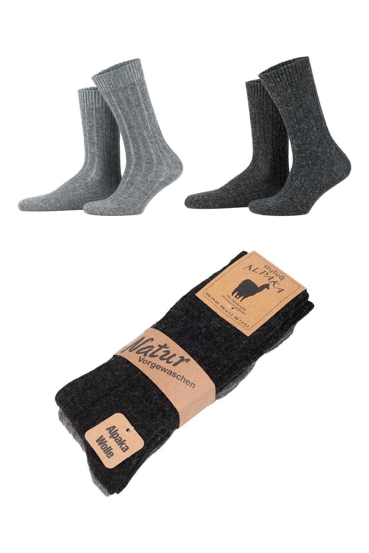 Aytuğ Unisex Alpaka Yünü Kışlık Soket 2'li Çorap 3095 G/A