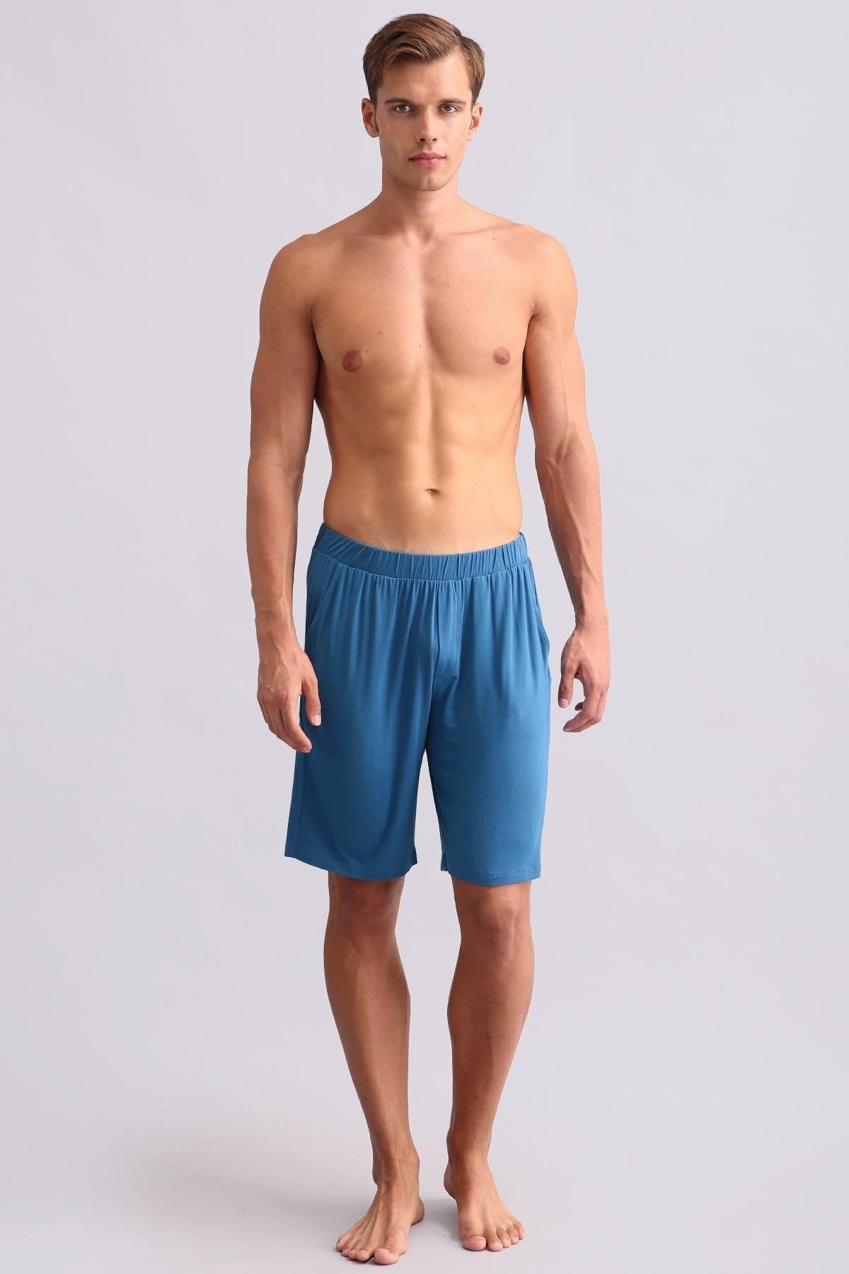 Erkek Modal Şort Pijama Koyu Lacivert
