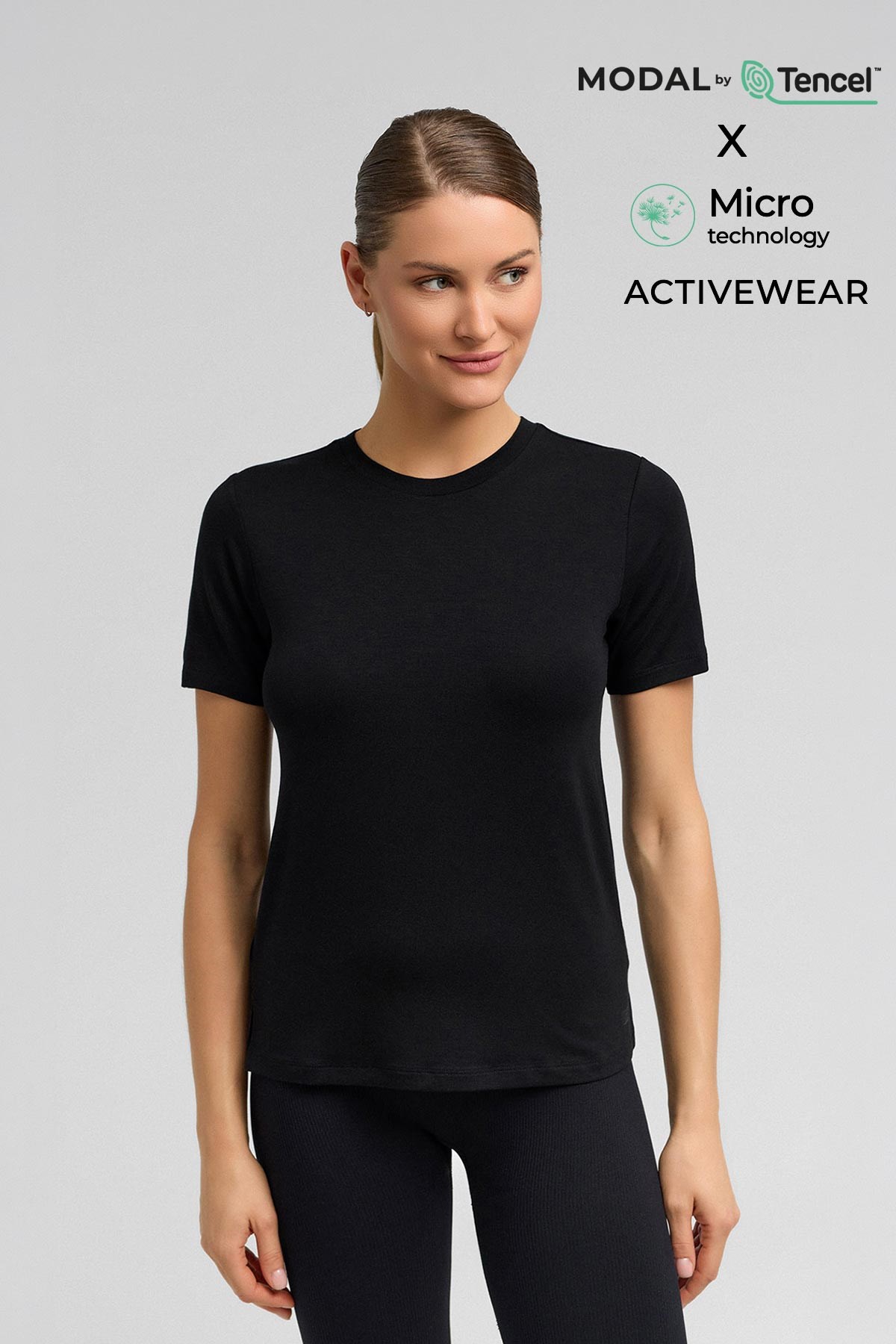 Kadın Zeta Modal by Tencel Tişört SİYAH