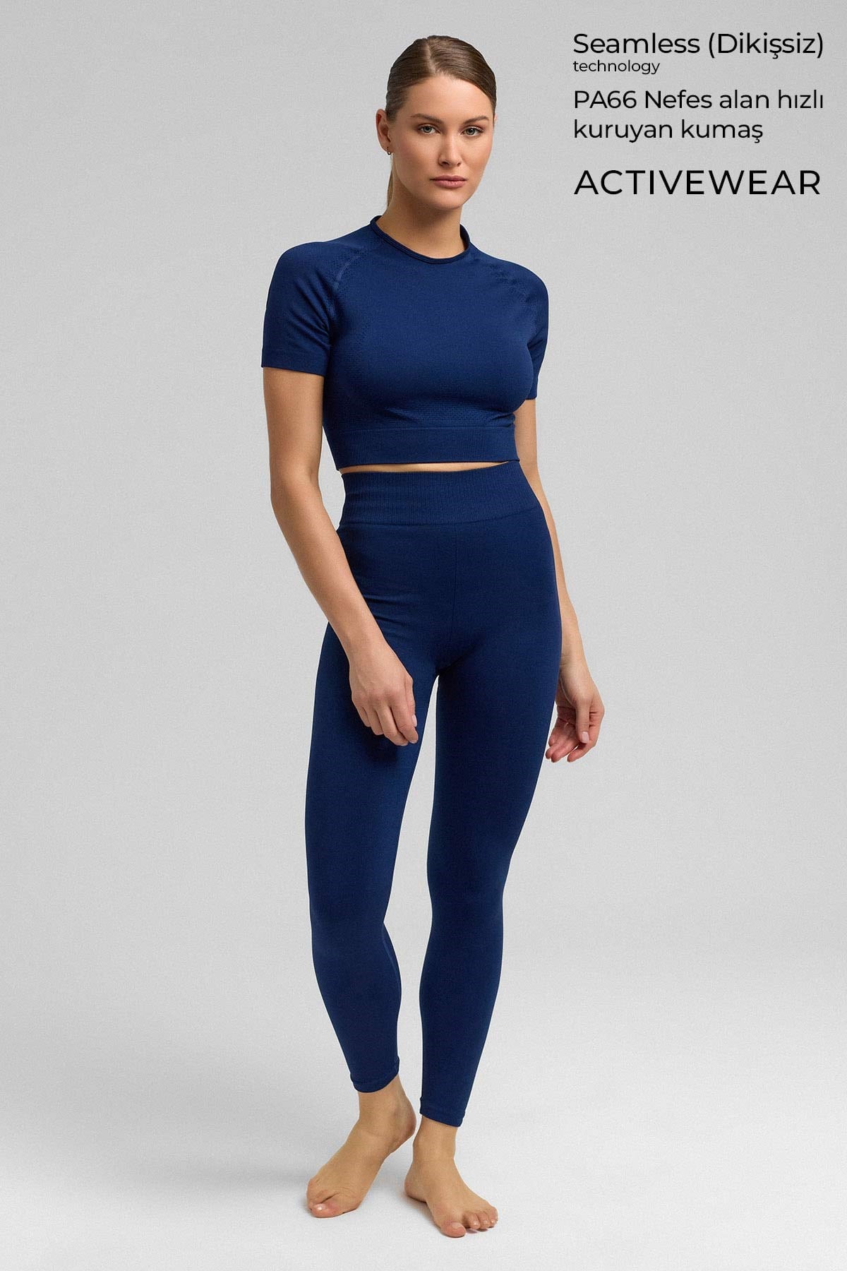 Kadın Annetta Seamless Kısa Kol Tişört Lacivert