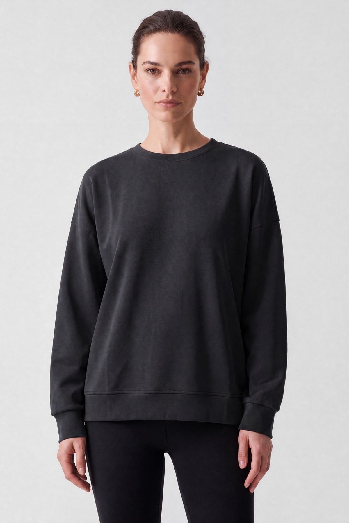 Kadın Uzun Kol Sweatshirt Antrasit