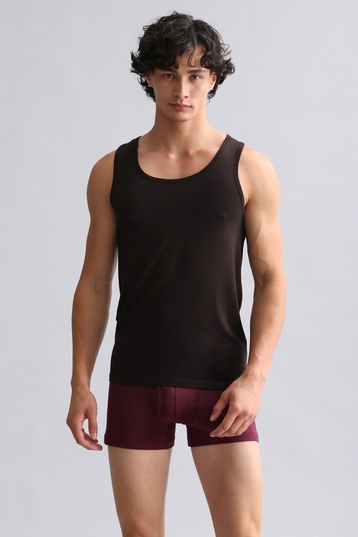Mısırlı BAMBU HERCULES Slim Fit Basic Atlet Kahverengi