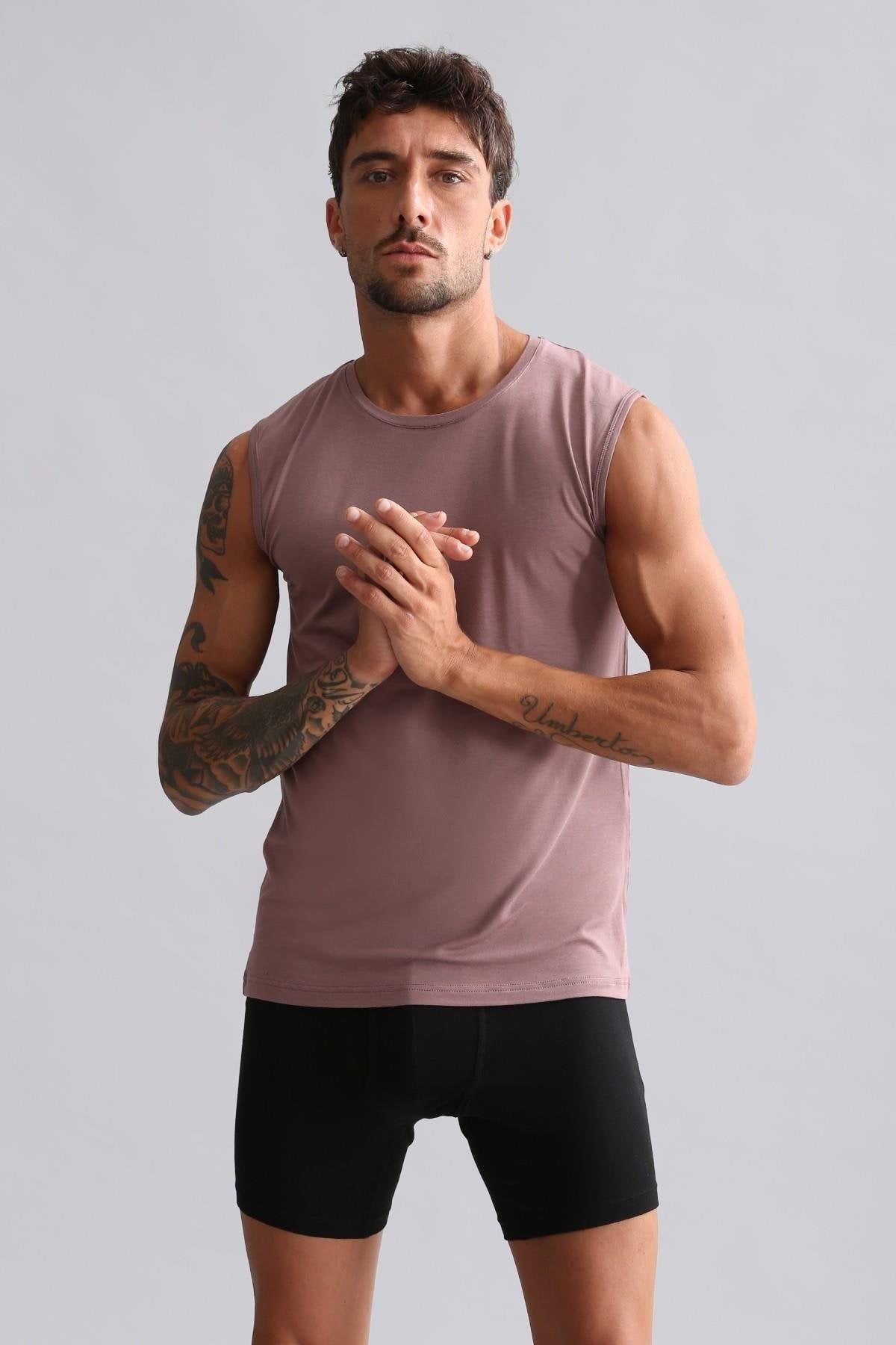 Mısırlı BAMBU HERCULES Slim Fit Bisiklet Yaka Sporcu Atlet / T-Shirt Lavender