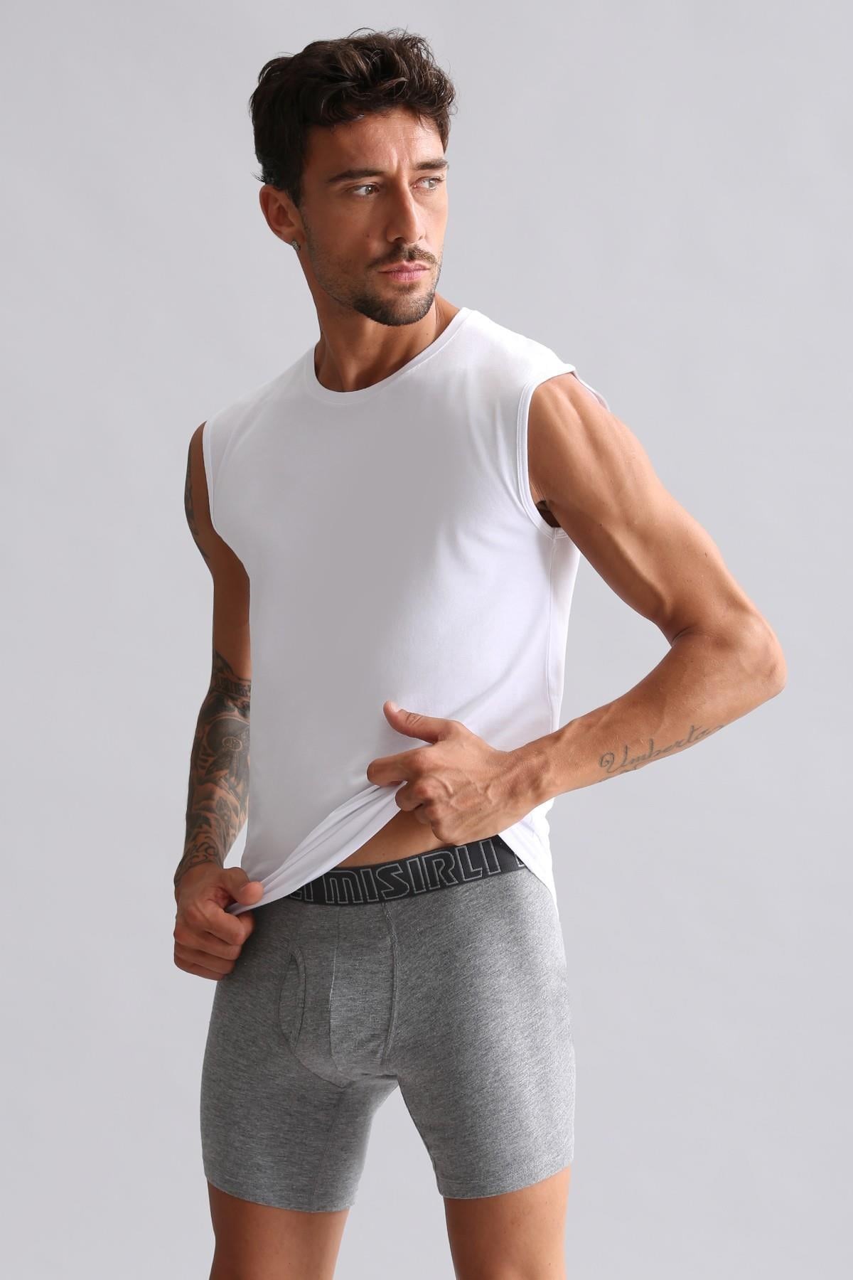 Mısırlı BAMBU HERCULES Slim Fit Bisiklet Yaka Sporcu Atlet / T-Shirt Beyaz