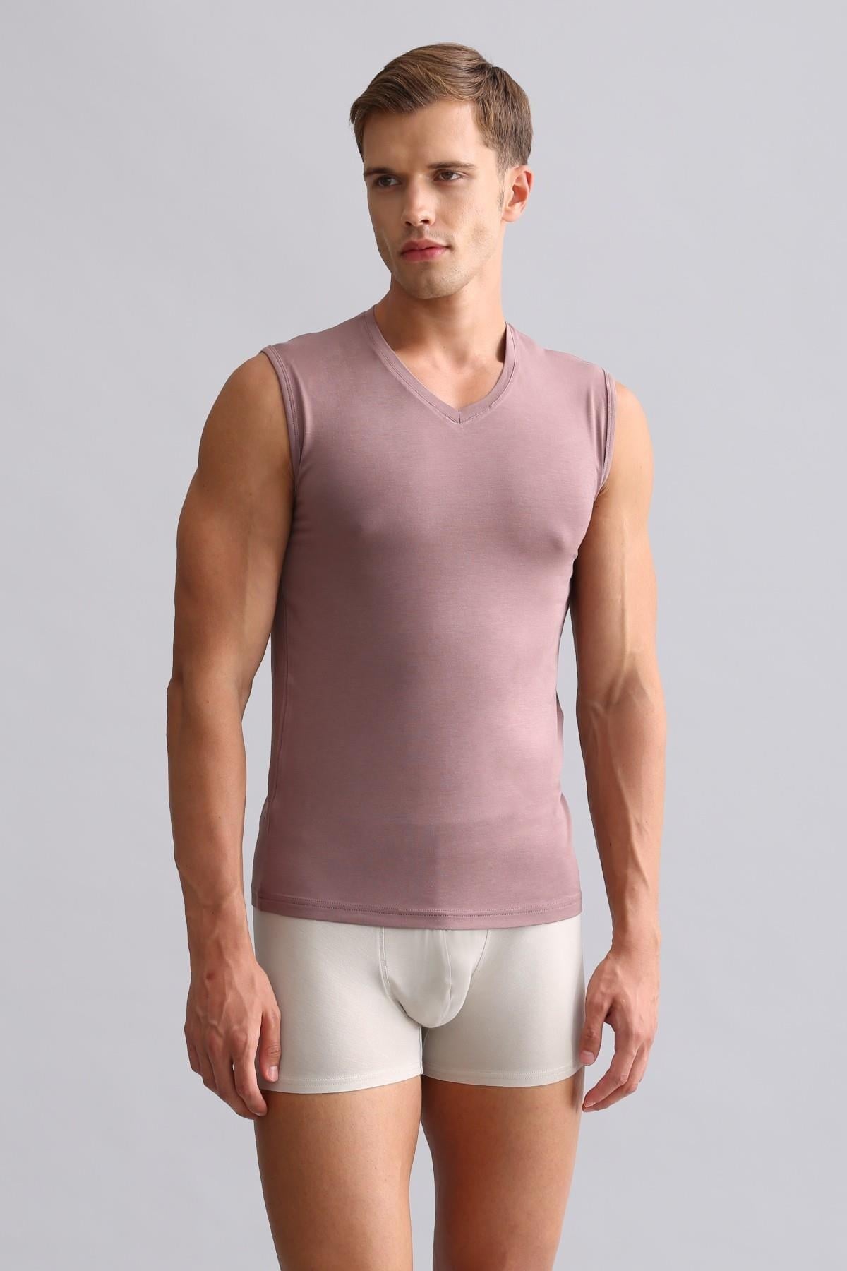 Mısırlı BAMBU HERCULES Slim Fit V Yaka Sporcu Atlet / T-Shirt Lavender