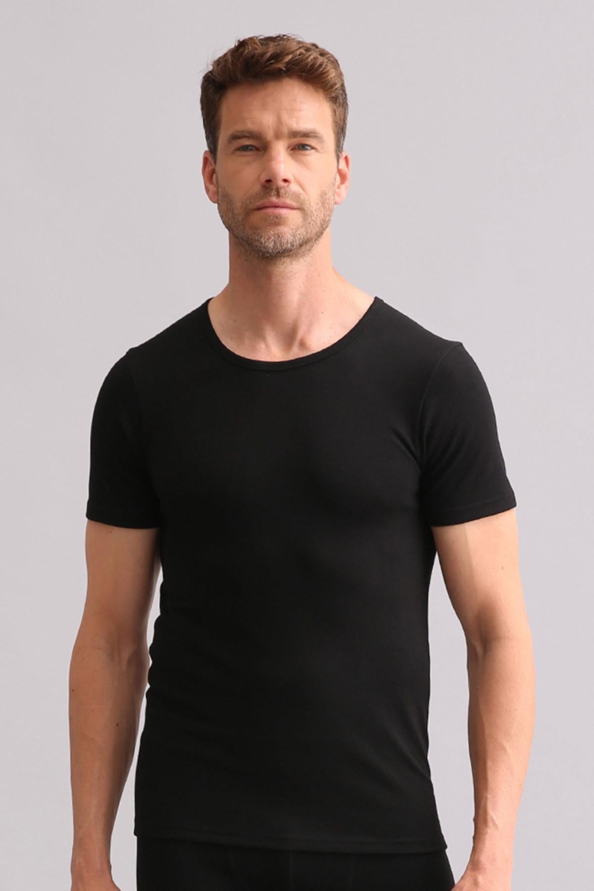 Mısırlı BAMBU TERMAL Bisiklet Yaka Fanila / T-Shirt Siyah