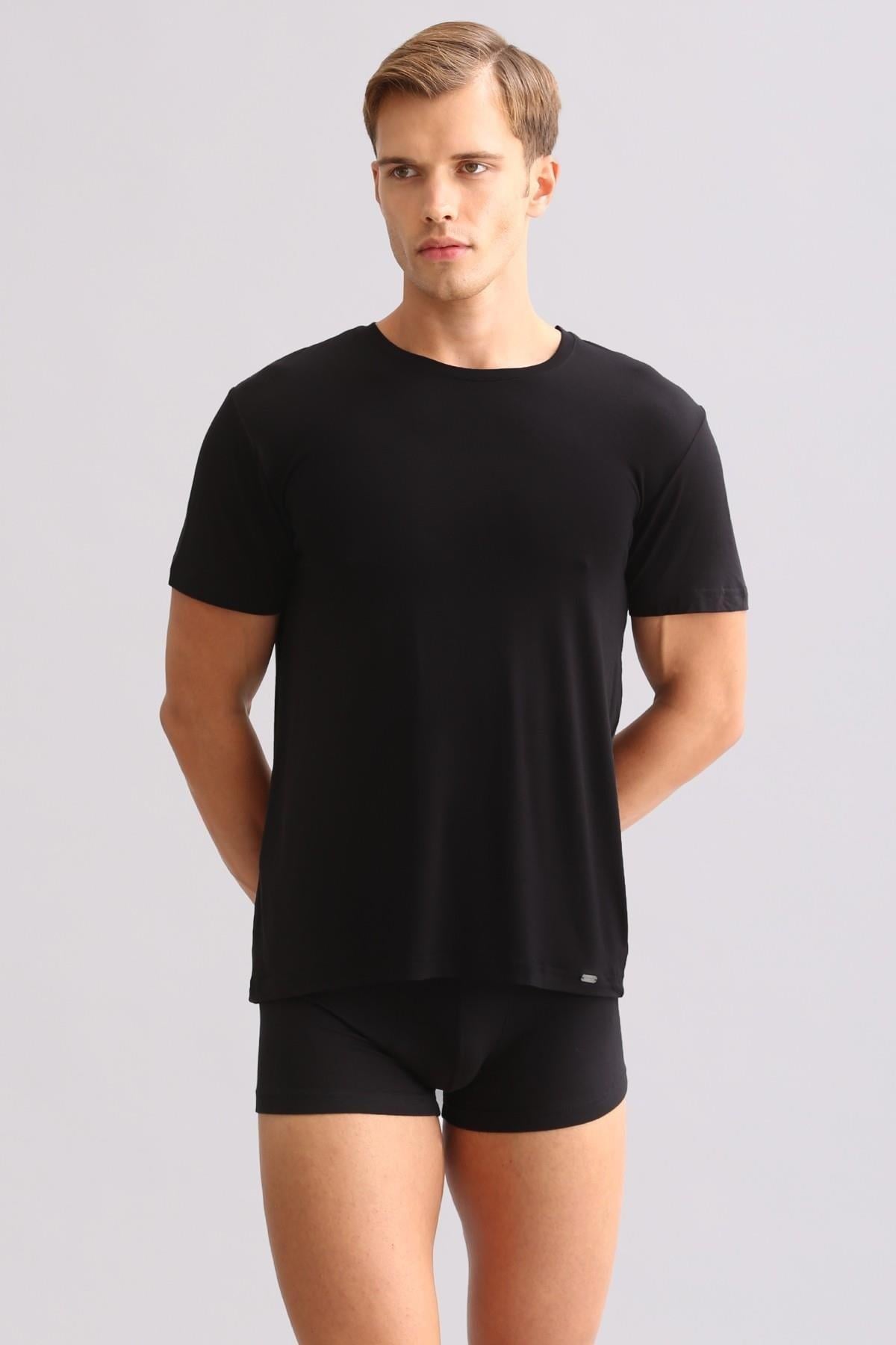 Mısırlı BAMBU ZEUS LUXURY Regular Fit Bisiklet Yaka Fanila / T-Shirt Siyah