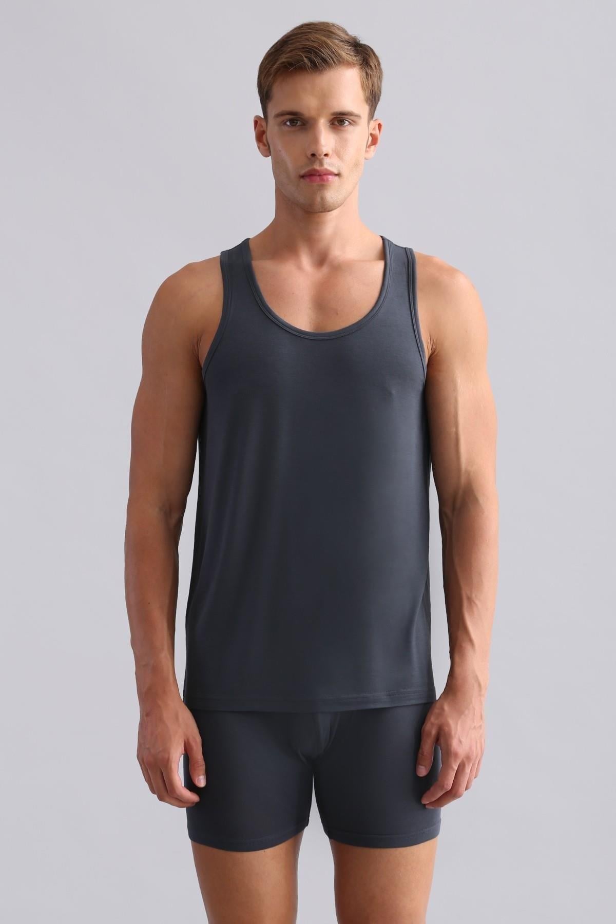 Mısırlı BAMBU ZEUS Regular Fit Basic Atlet / T-Shirt Antrasit