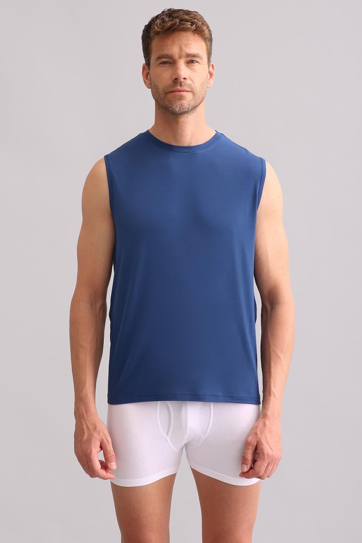 Mısırlı BAMBU ZEUS Regular Fit Bisiklet Yaka Sporcu Atlet / T-Shirt Gece Mavisi