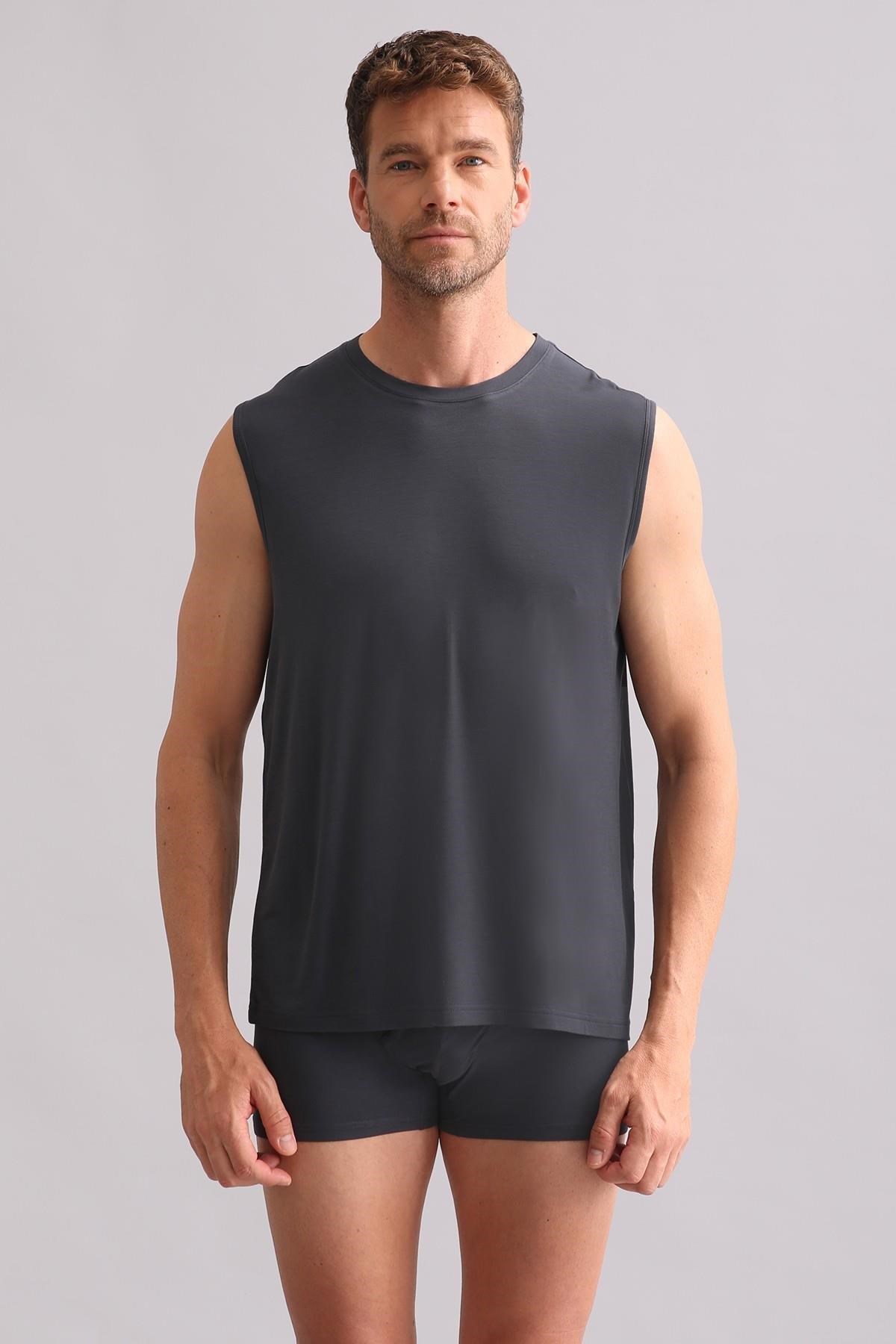 Mısırlı BAMBU ZEUS Regular Fit Bisiklet Yaka Sporcu Atlet / T-Shirt Antrasit