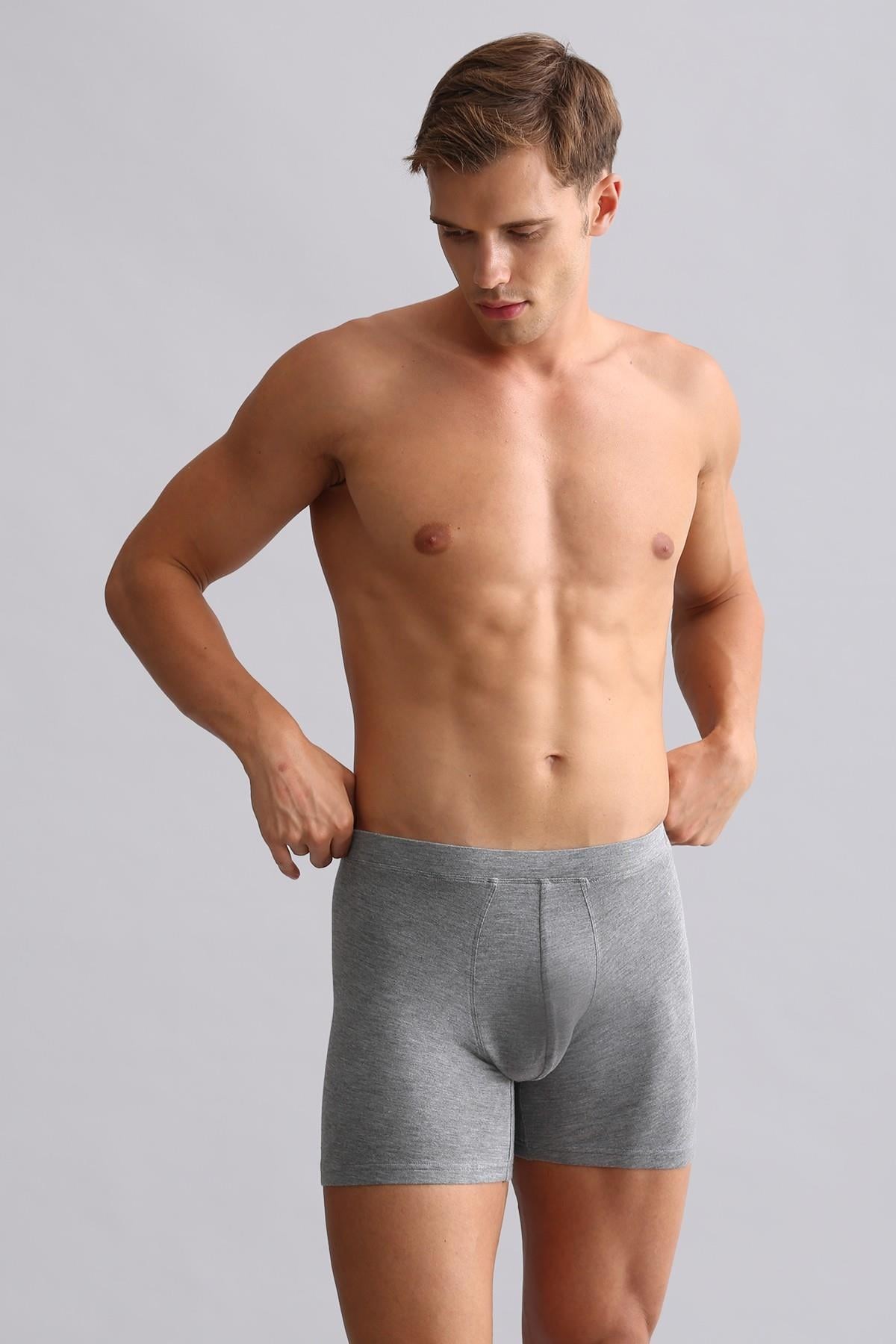Mısırlı BAMBU ZEUS Regular Fit Long Boxer Gri Melanj