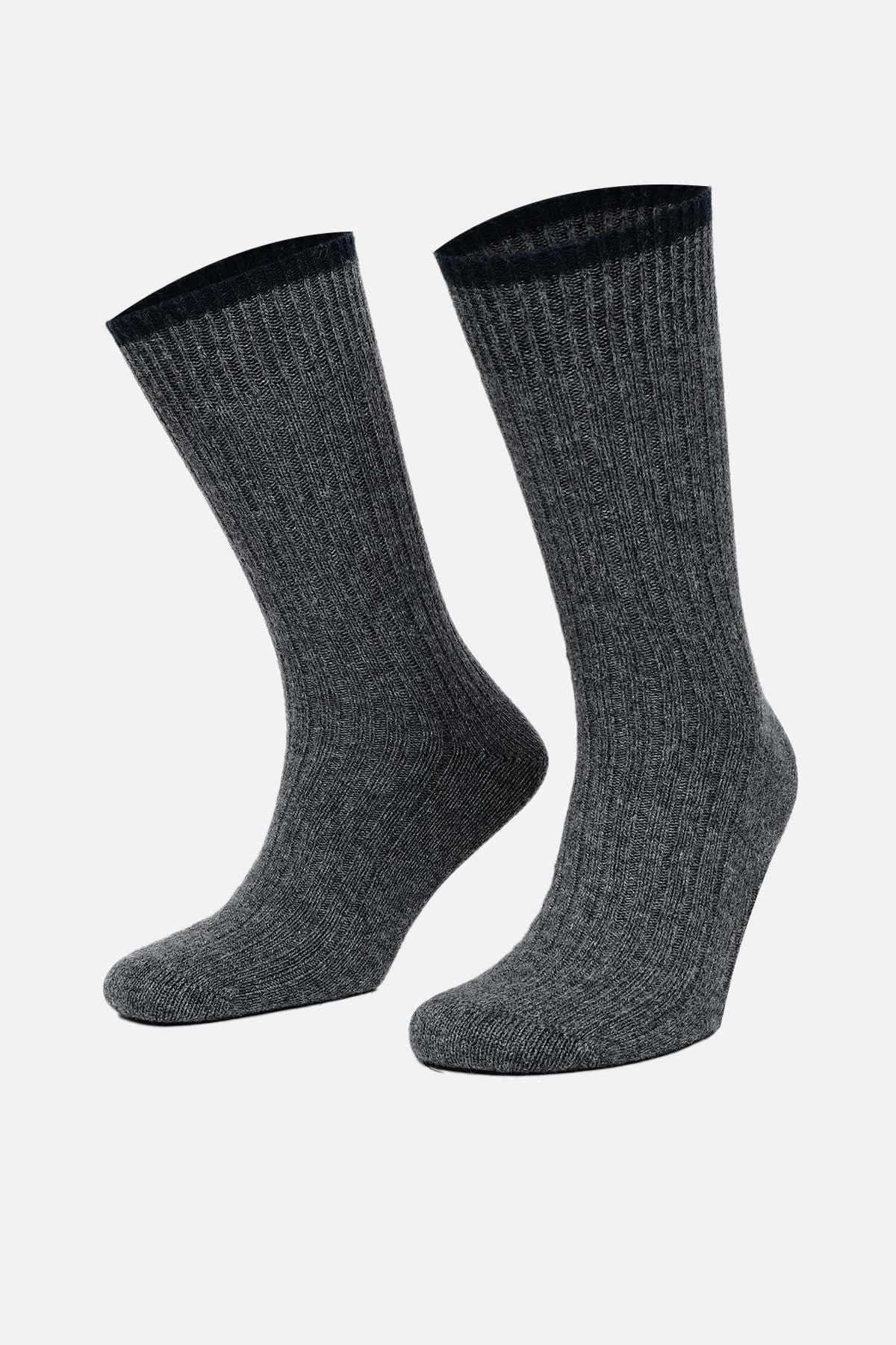 Mısırlı Erkek Kuzu Yünü (Lambswool) Tekli Soket Çorap Füme