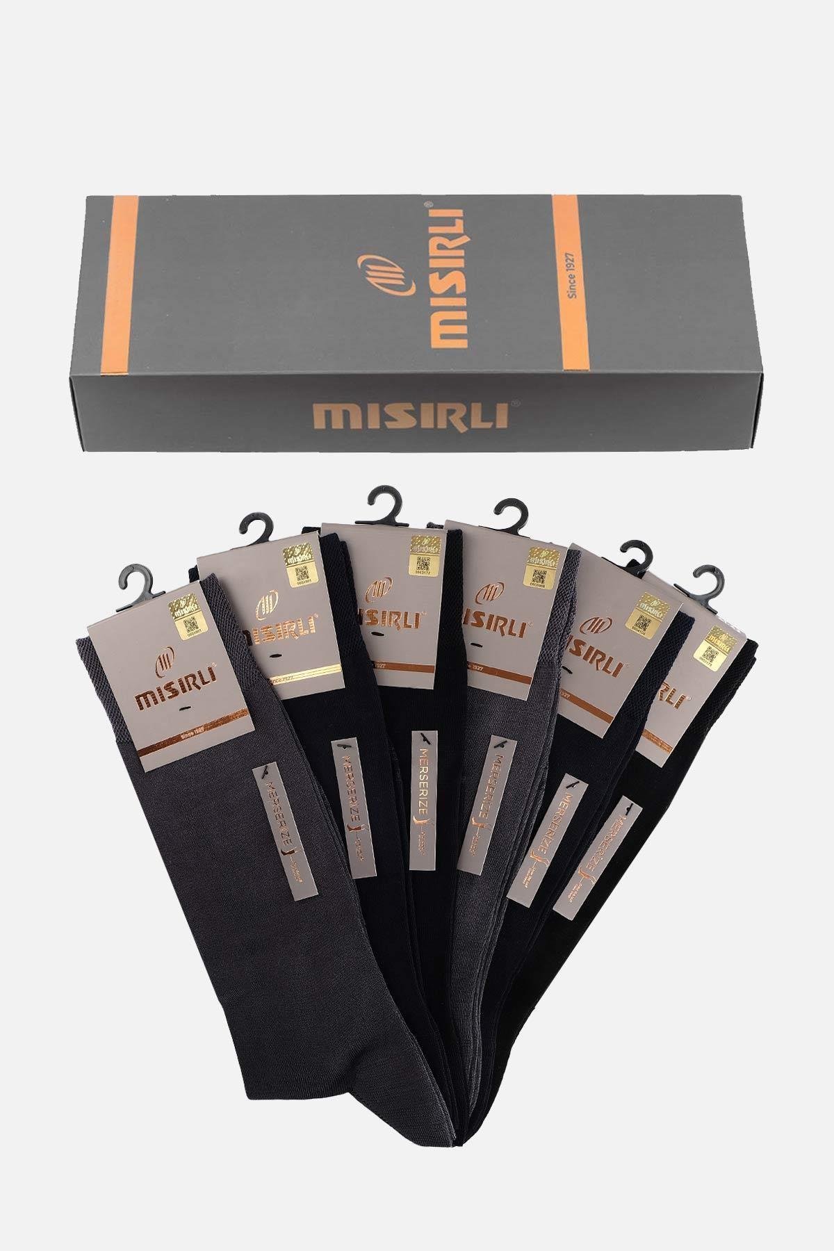 Mısırlı Erkek Merserize Kutulu 6 Çift Çok Renkli Uzun Çorap