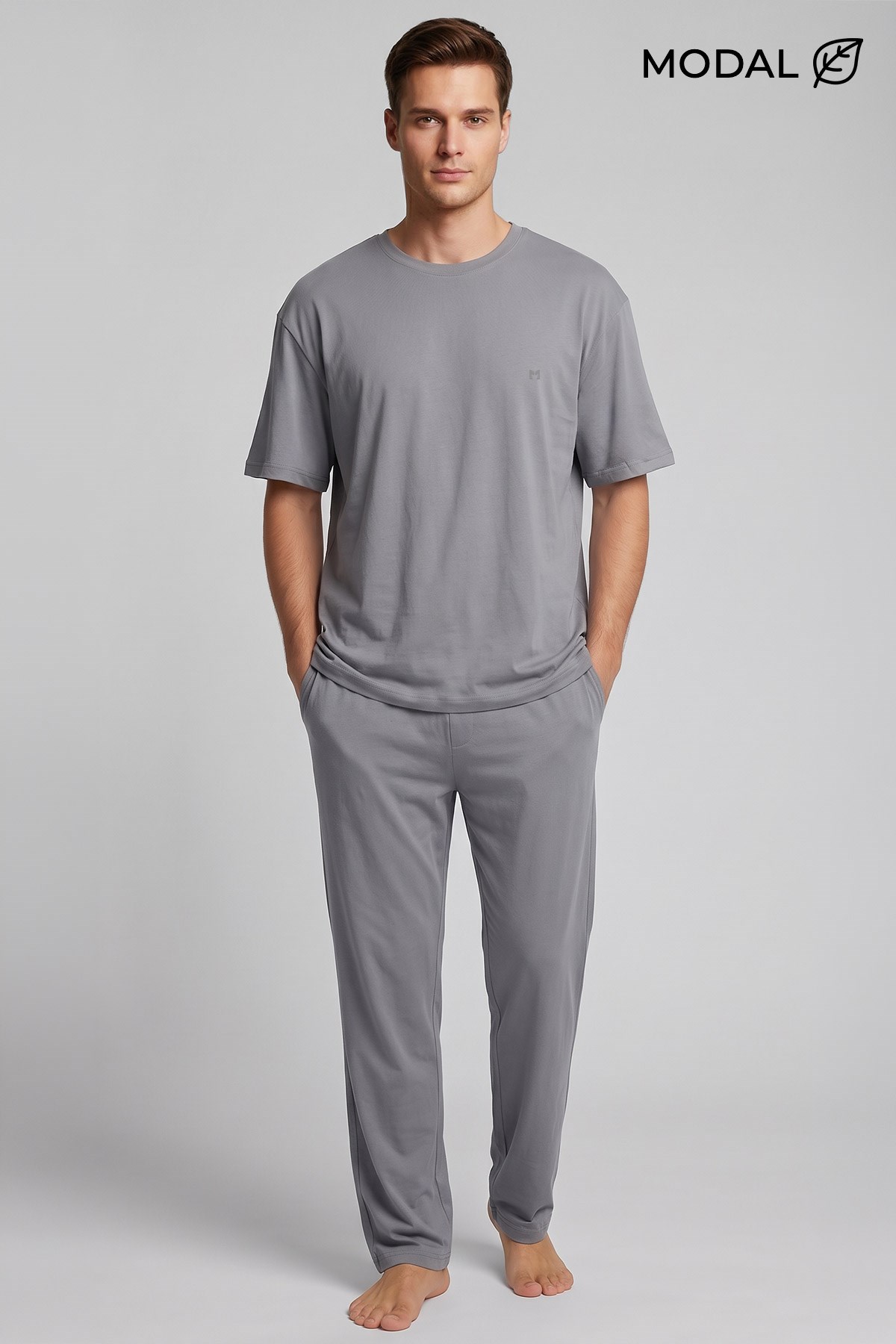 Mısırlı Erkek Modal Karışımlı Pijama Takım Gri