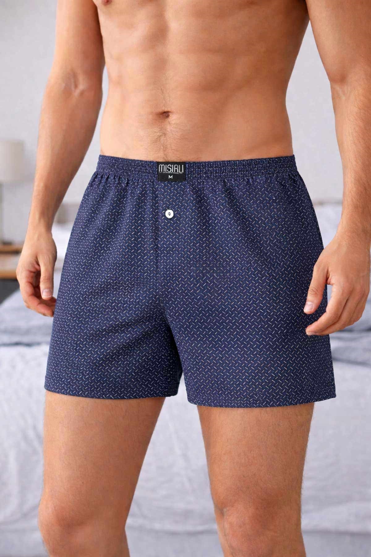 Mısırlı Erkek Pamuklu Artemis Desenli Boxer Lacivert