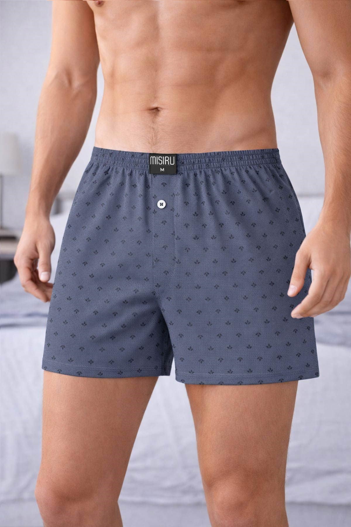 Mısırlı Erkek Pamuklu Artemis Desenli Şort Boxer Yaprak Desenli