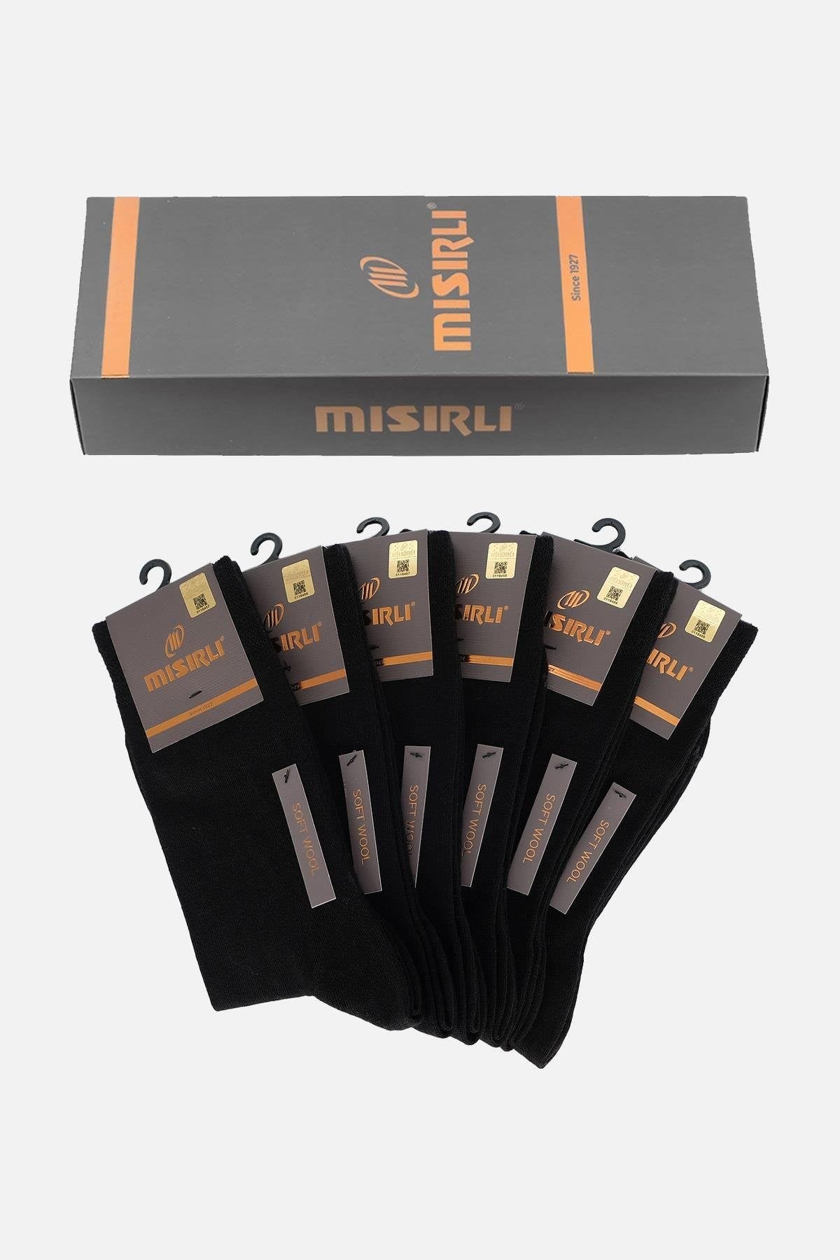 Mısırlı Erkek Soft Wool (Koyun Yünü) Kutulu 6 Çift Soket Çorap Siyah