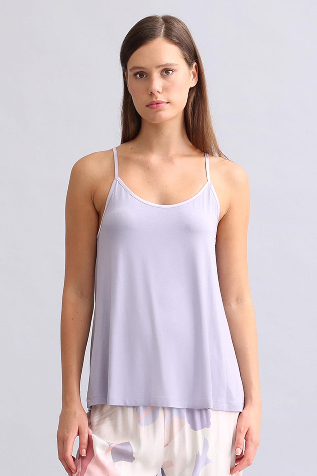 Mısırlı Kadın Bambu Atlet Pijama Üst Violet