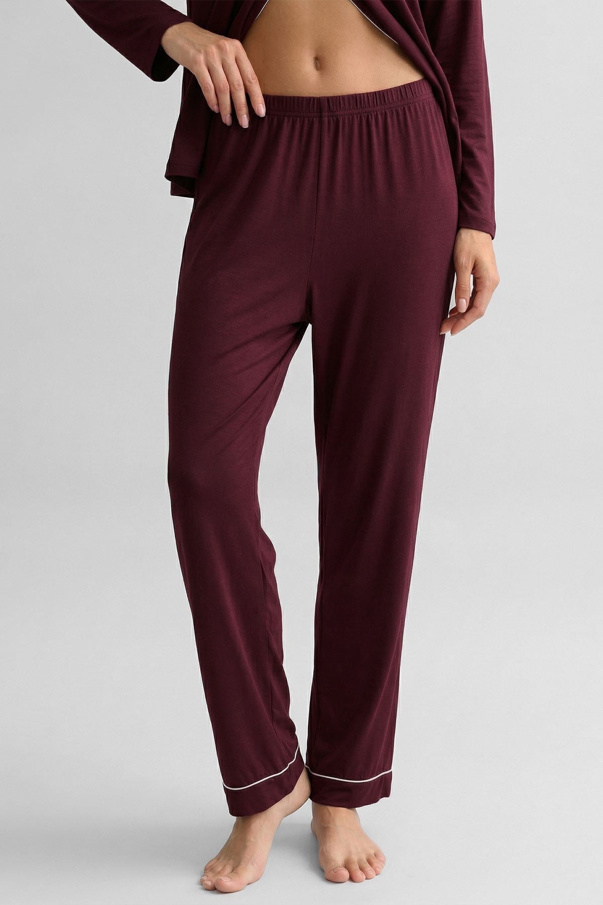 Mısırlı Kadın Bambu Beli Lastikli  Pijama Alt Bordo