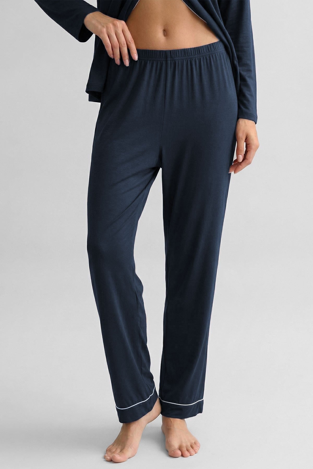 Mısırlı Kadın Bambu Beli Lastikli  Pijama Alt Lacivert