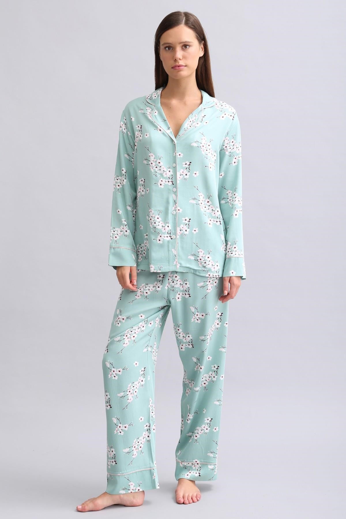 Mısırlı Kadın Bambu Pijama Takımı Çağla Yeşili
