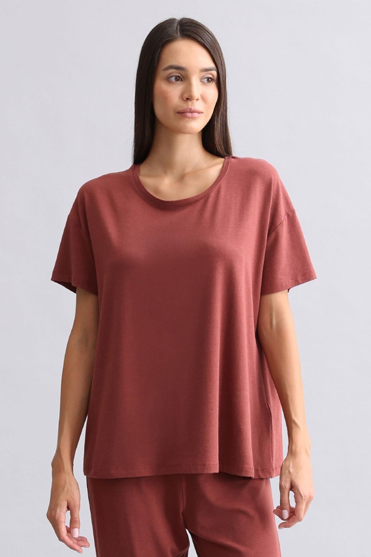 Mısırlı Kadın Bambu Tişört Bordo