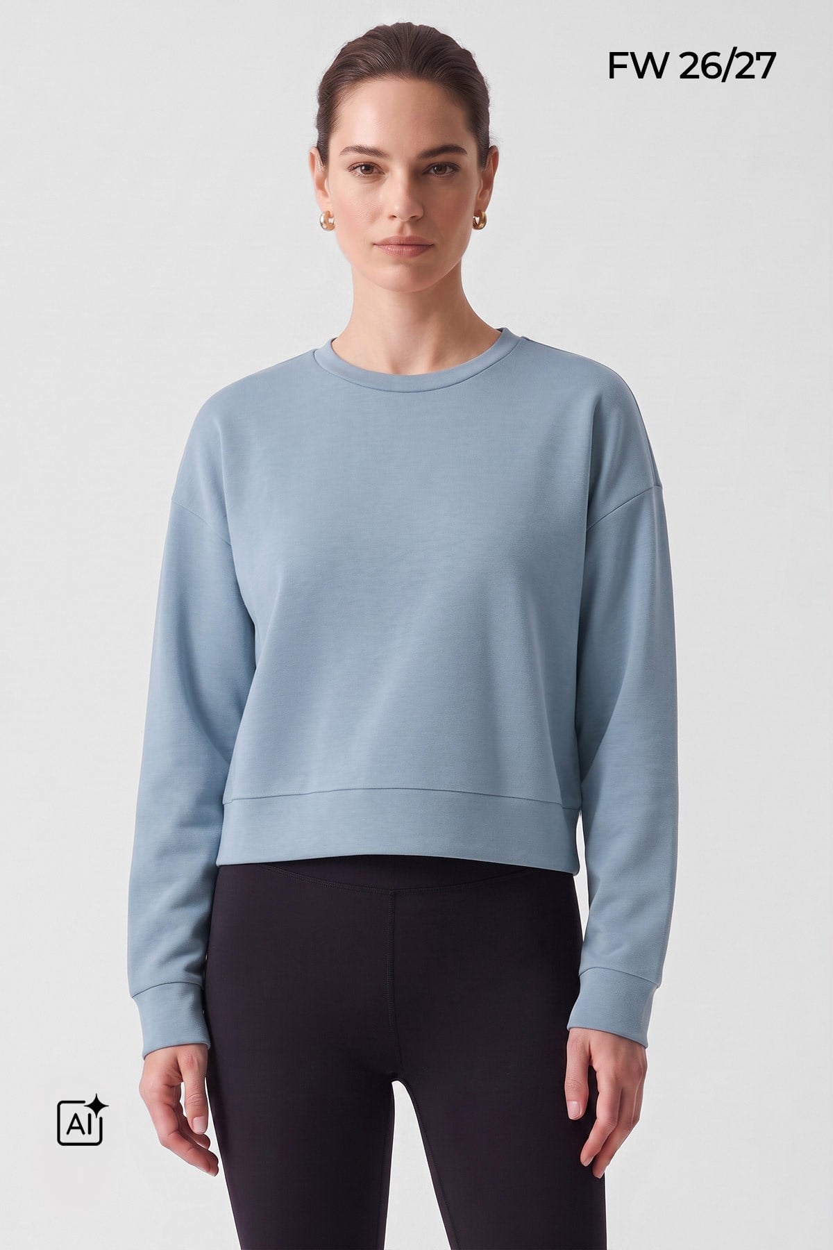 Mısırlı Kadın Modal Crop Sweatshirt Mavi