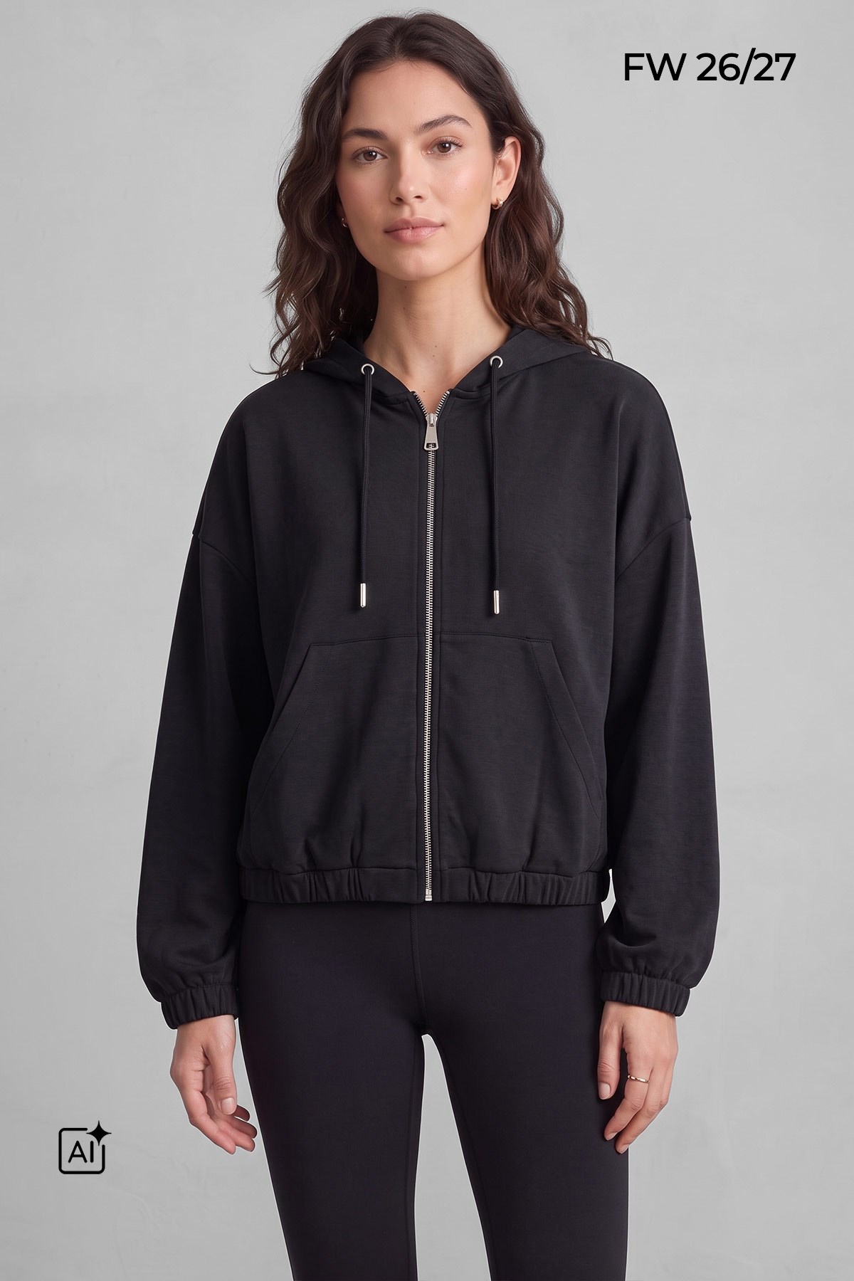 Mısırlı Kadın Modal Fermuarlı Crop Sweatshirt Atrasit