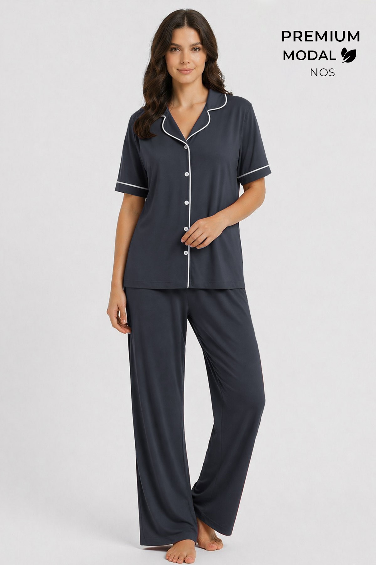 Mısırlı Kadın Modal Pijama Takım Antrasit