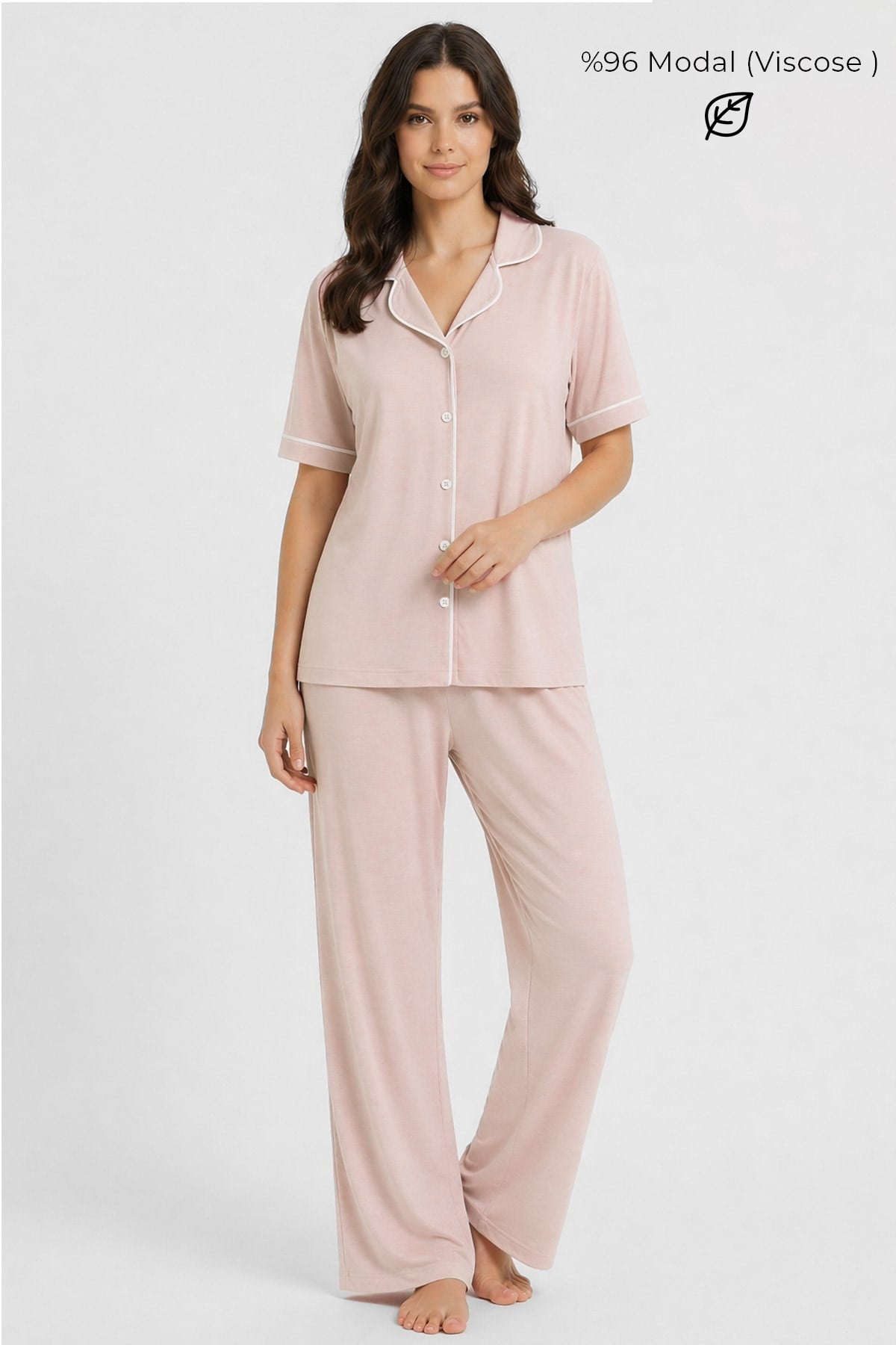 Mısırlı Kadın Modal Pijama Takım Somon
