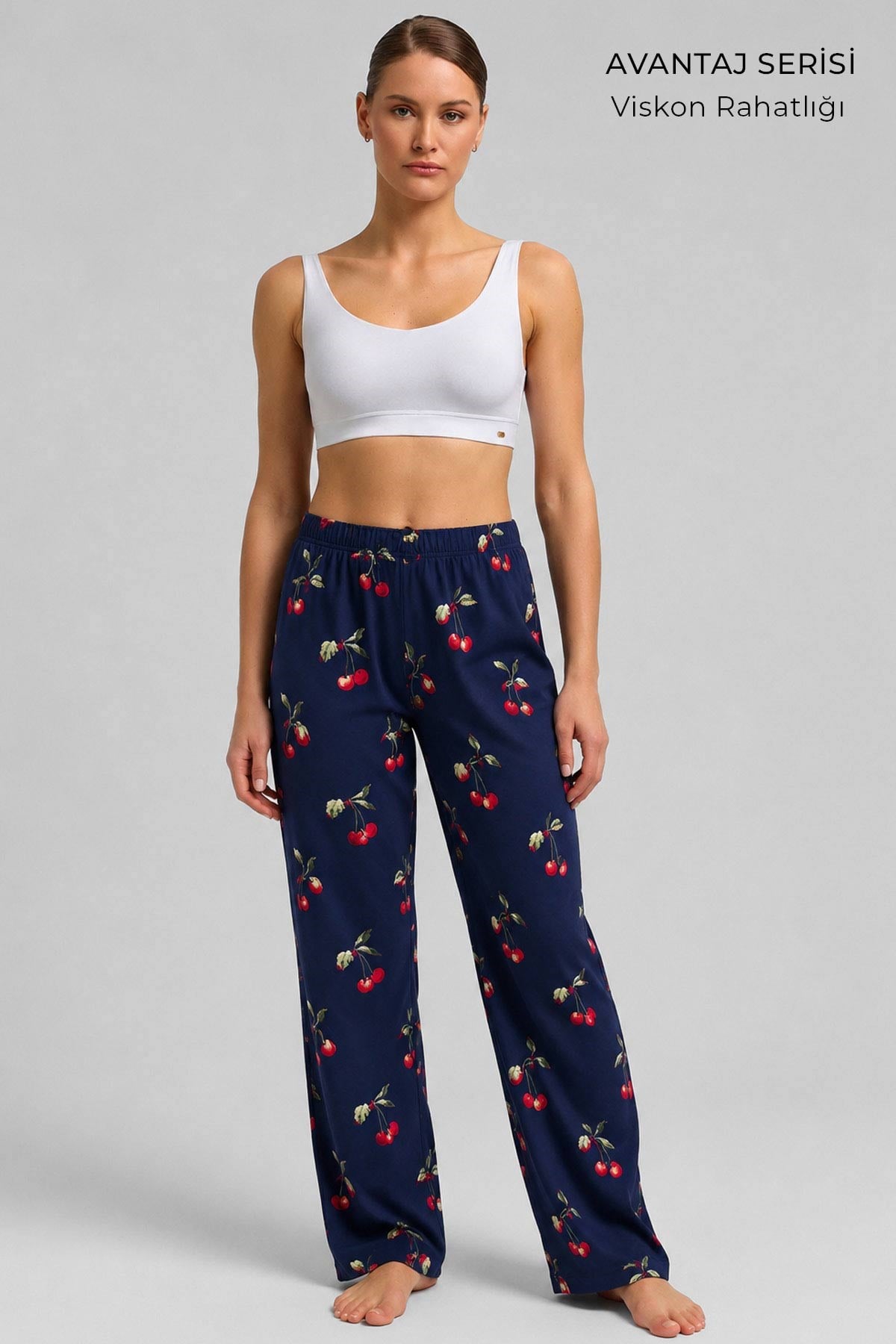 Mısırlı Kadın Viskon Alt Pijama Lacivert