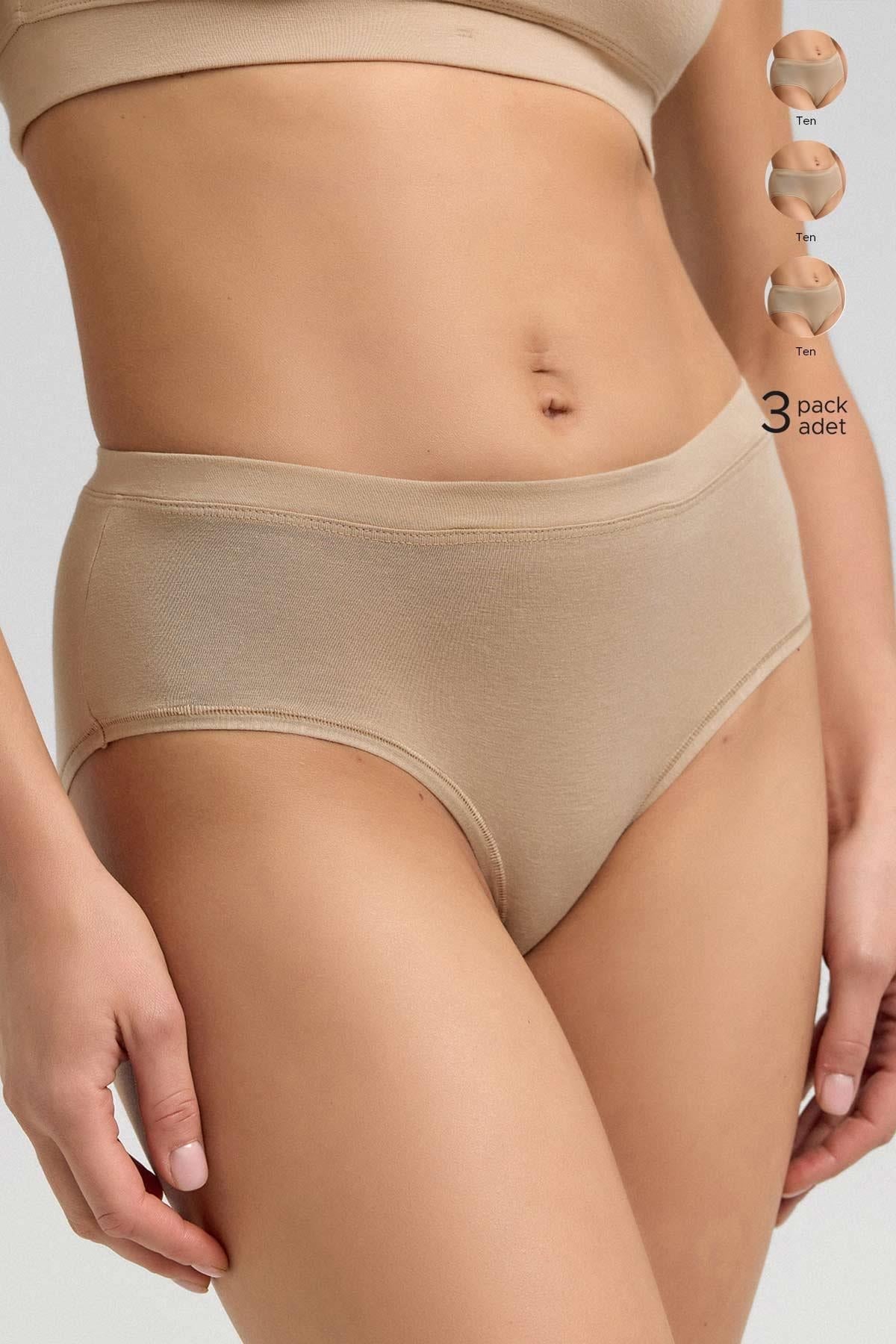 Mısırlı Modal by TENCEL HERA Brief Gizli Lastikli 3'lü Slip Külot Ten Rengi