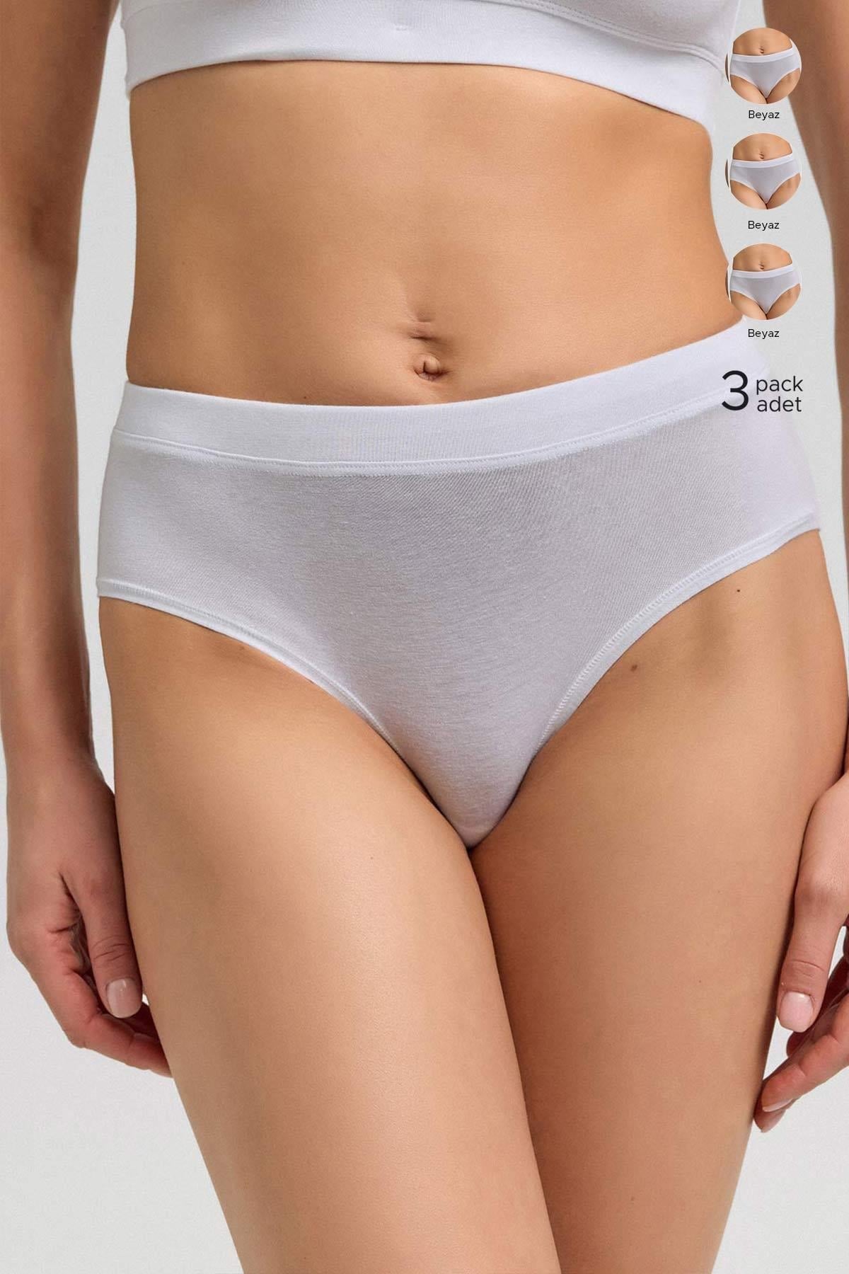 Mısırlı Modal by TENCEL HERA Brief Gizli Lastikli 3'lü Slip Külot Beyaz