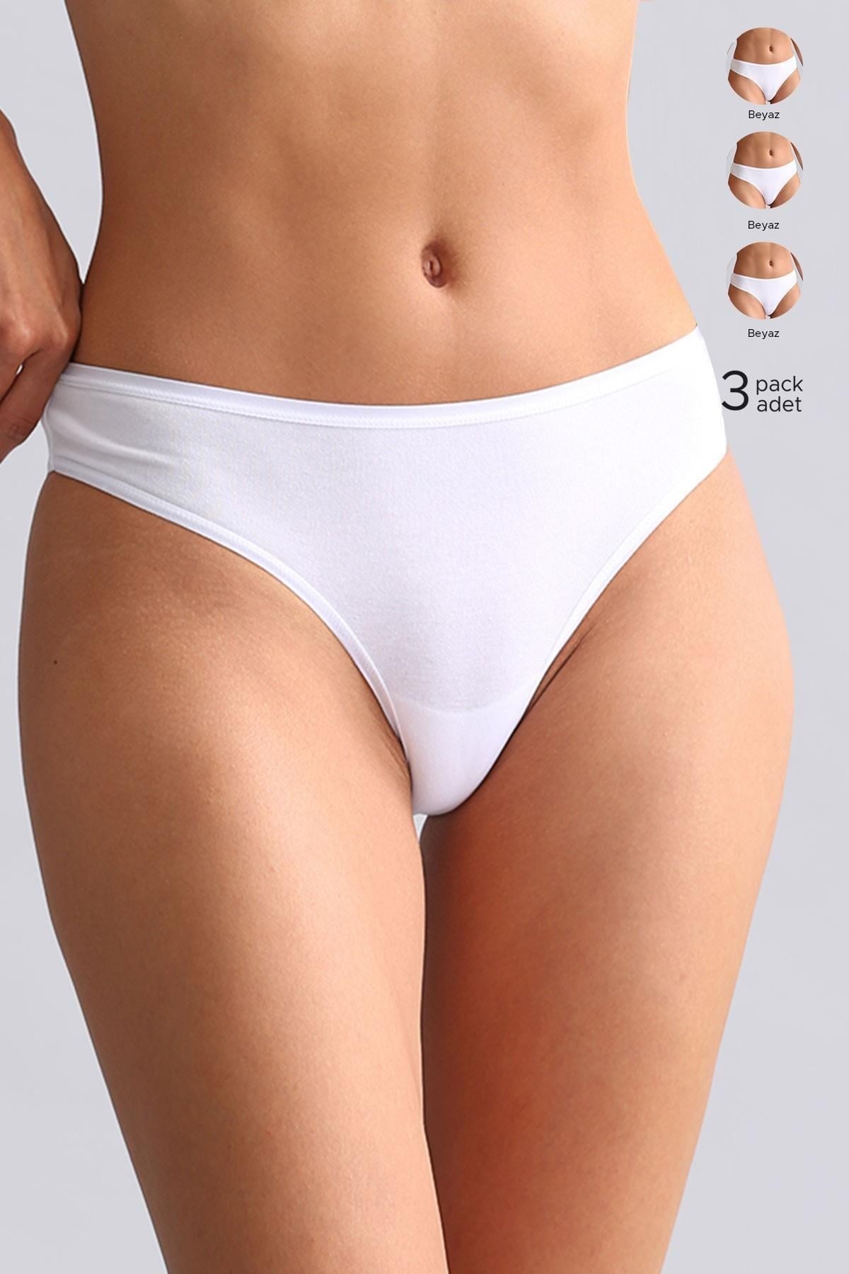 Mısırlı Modal by TENCEL HERA Brief İnce Lastikli 3'lü Slip Külot Beyaz