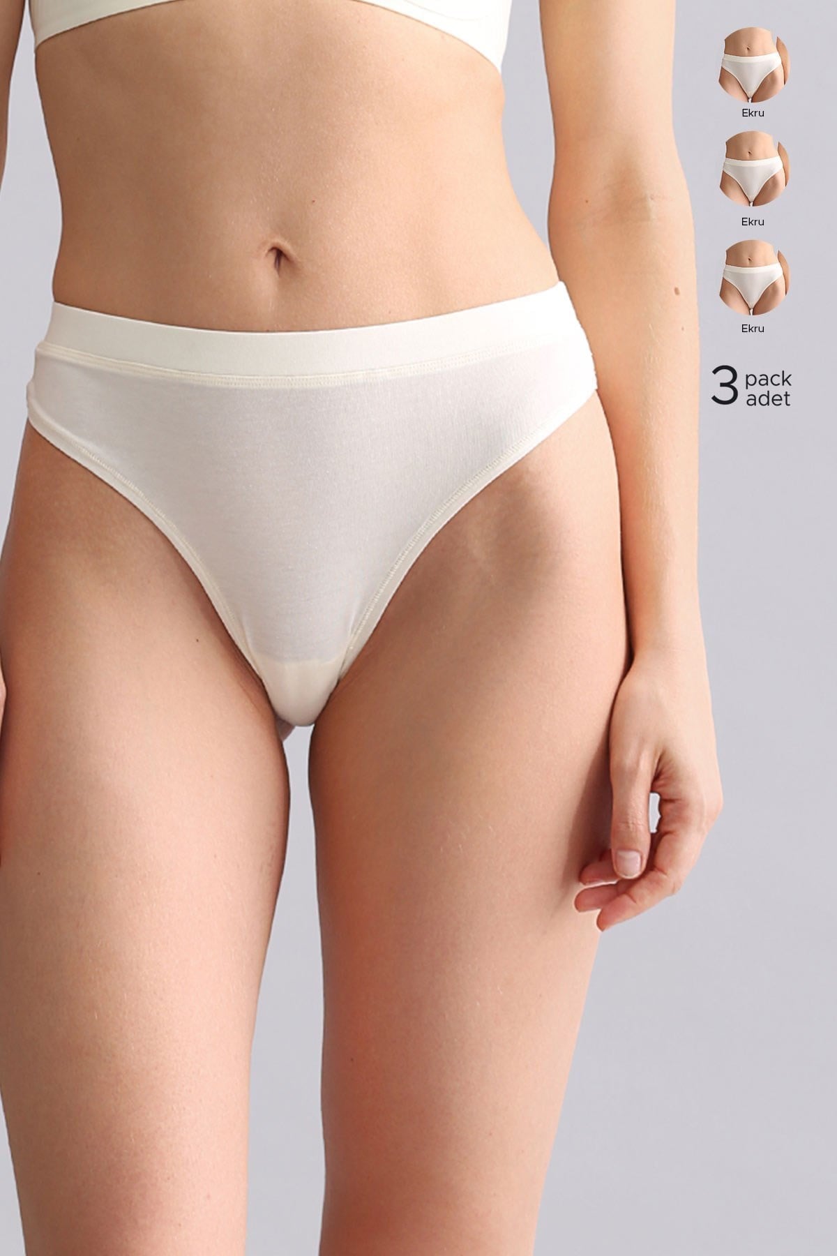 Mısırlı Modal by TENCEL HERA Gizli Lastikli 3'lü Tanga Ekru