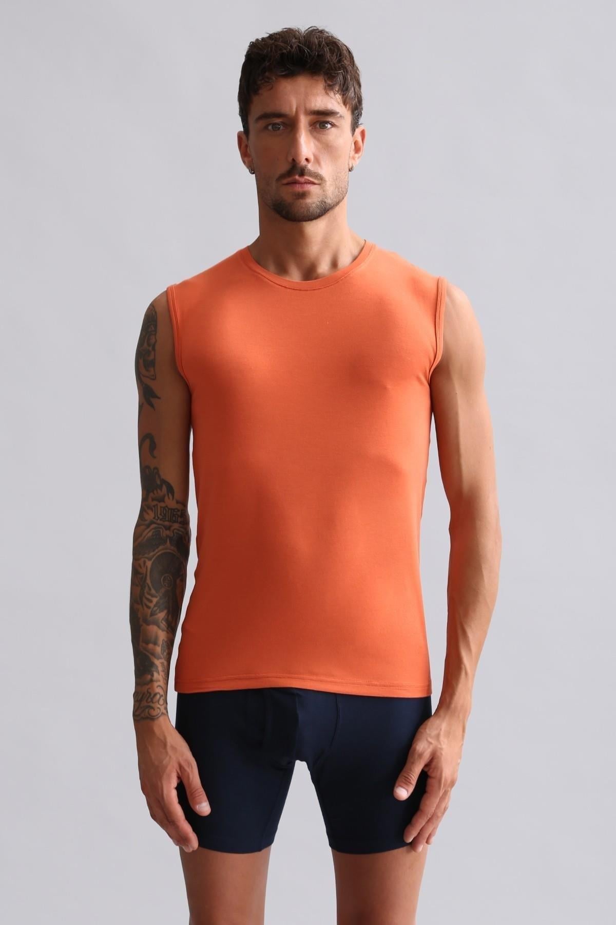 Mısırlı Modal by TENCEL HERCULES Slim Fit Bisiklet Yaka Sporcu Atlet / T-Shirt Pas Kırmızı