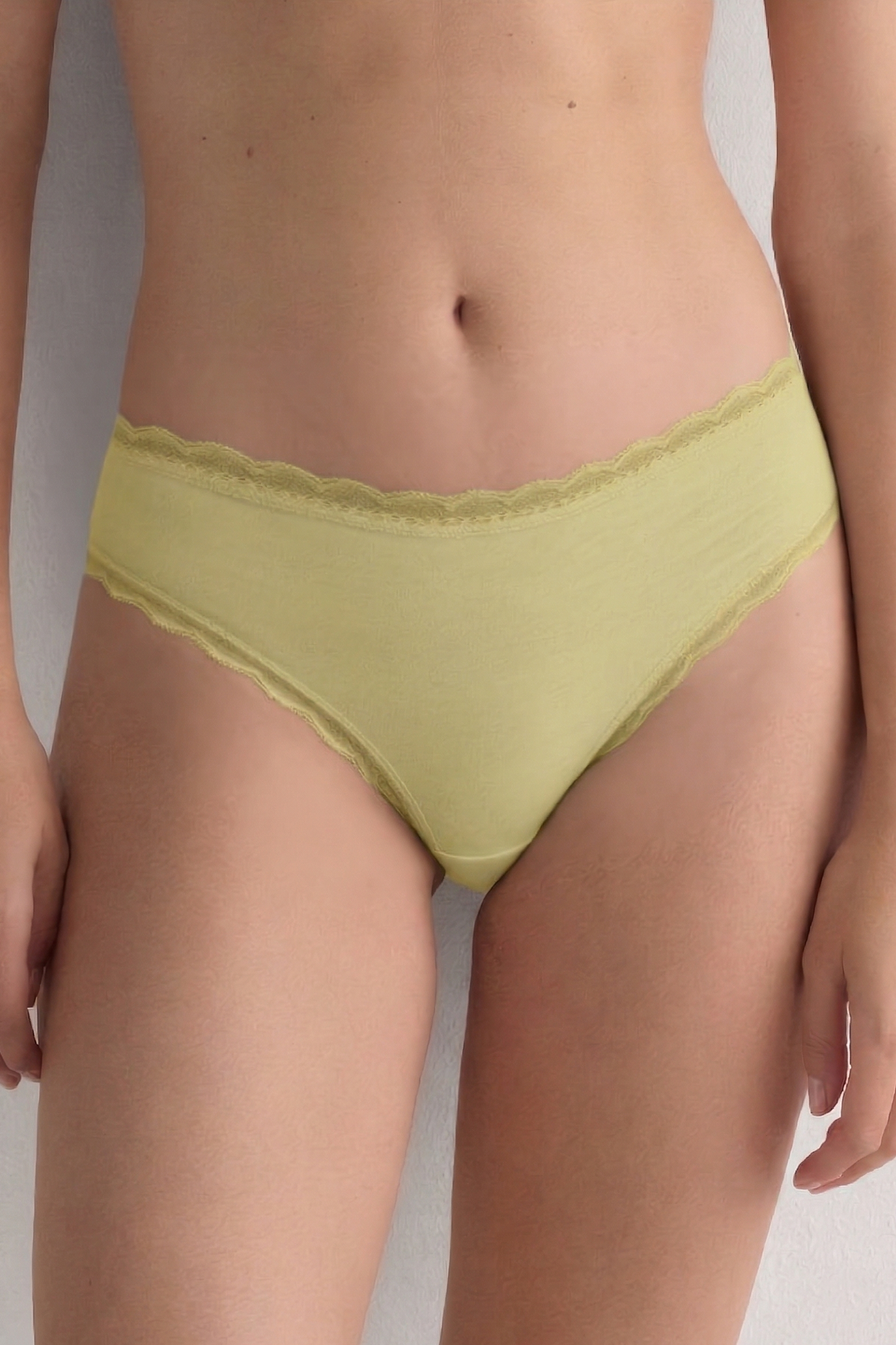Mısırlı Modal Dantelli Cheeky Külot Açık Sarı