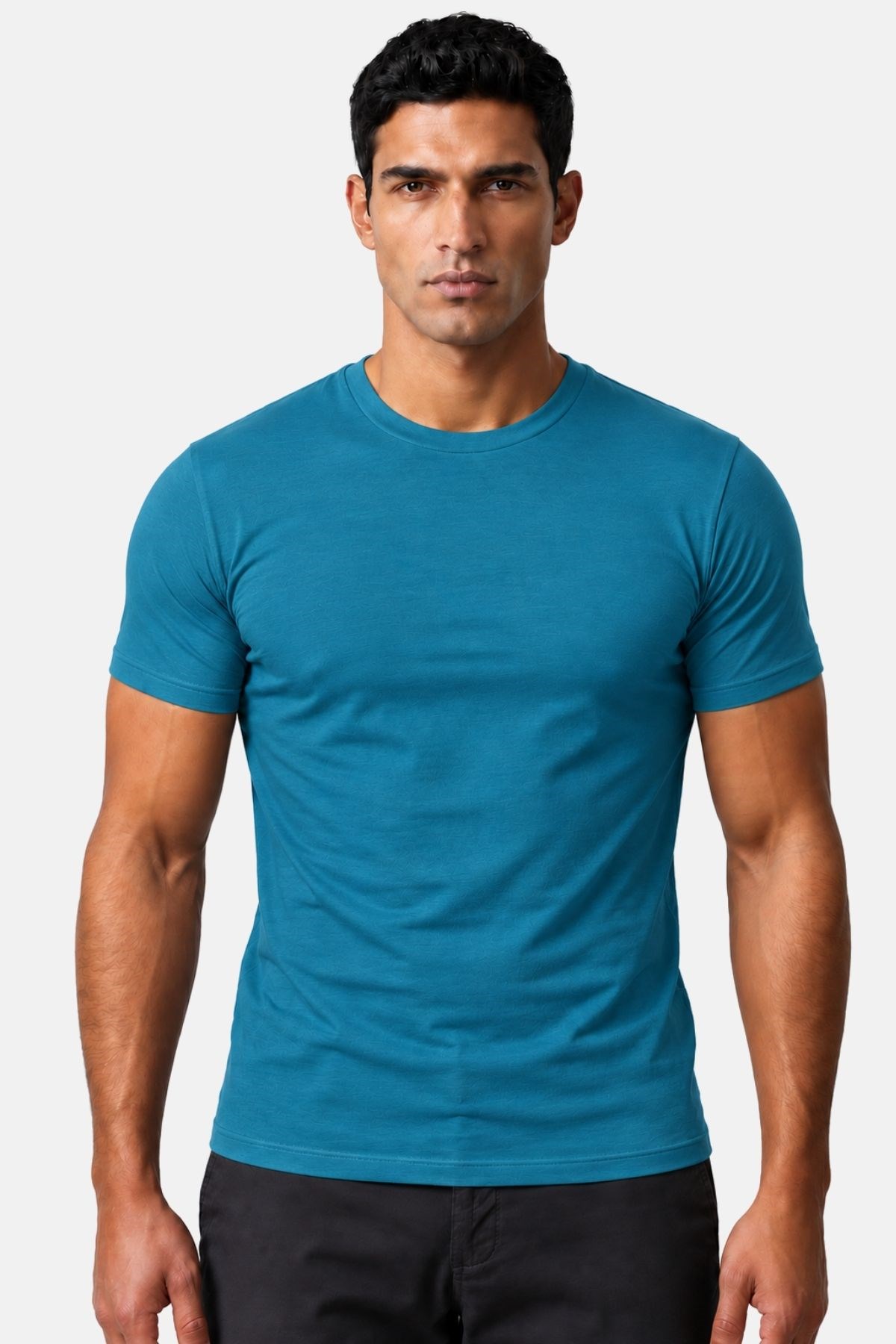 Mısırlı ORGANIC Pamuklu HERCULES Slim Fit Bisiklet Yaka Fanila Petrol