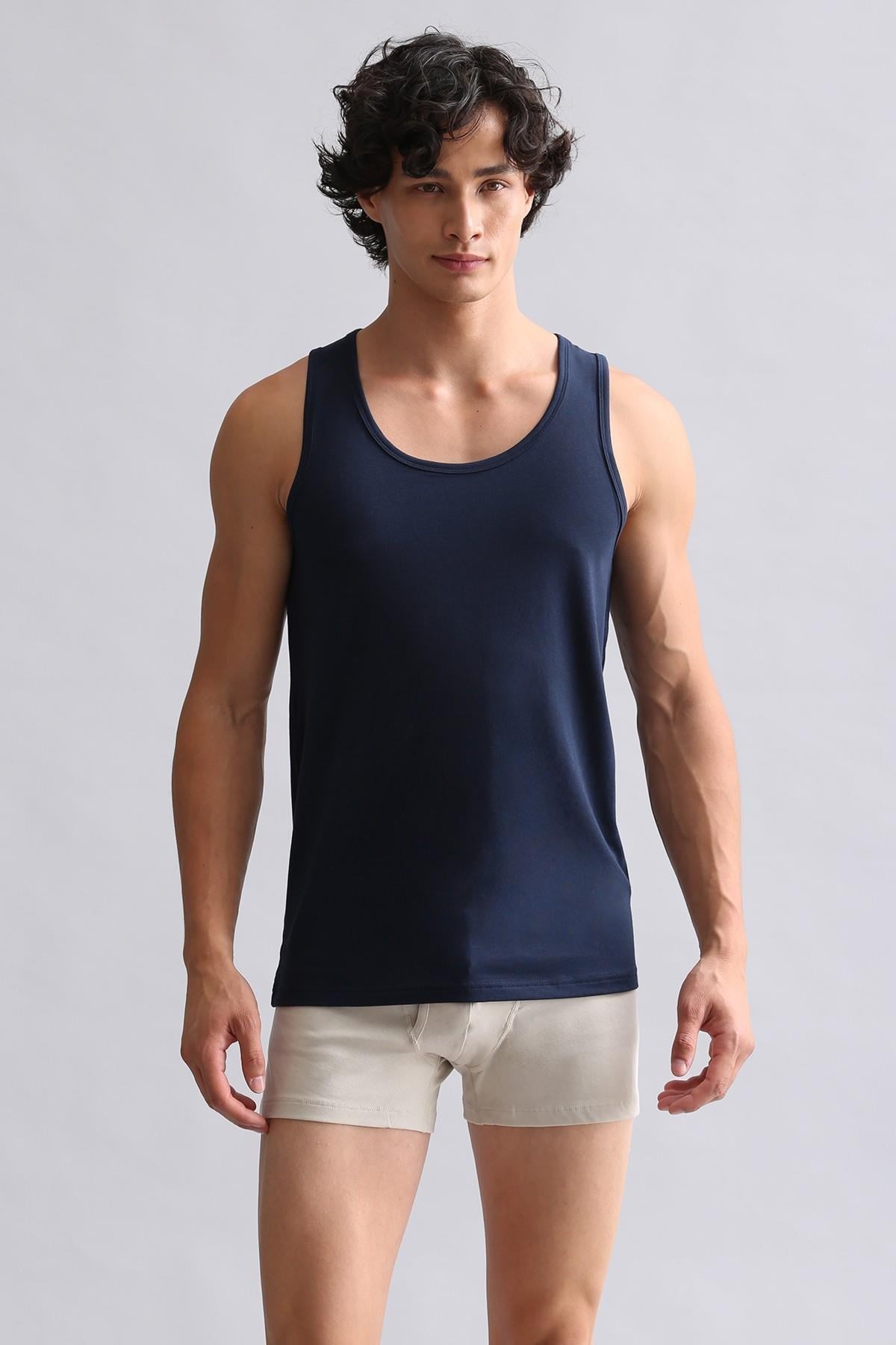 Mısırlı ORGANIC Pamuklu HERCULES Slim Fit Basic Atlet Lacivert