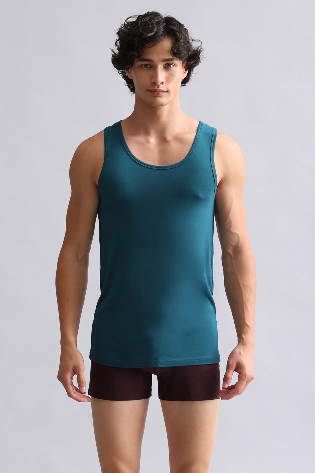 Mısırlı ORGANIC Pamuklu HERCULES Slim Fit Basic Atlet Fit Green