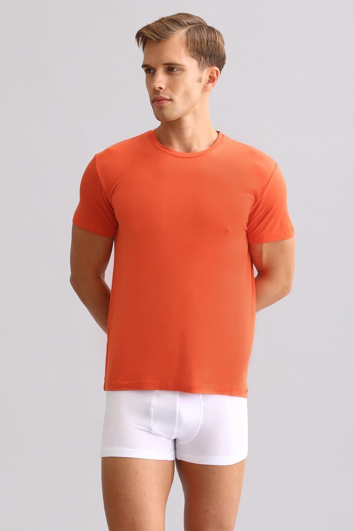 Mısırlı ORGANIC Pamuklu ZEUS LUXURY Regular Fit Bisiklet Yaka Fanila / T-Shirt Pas Kırmızı